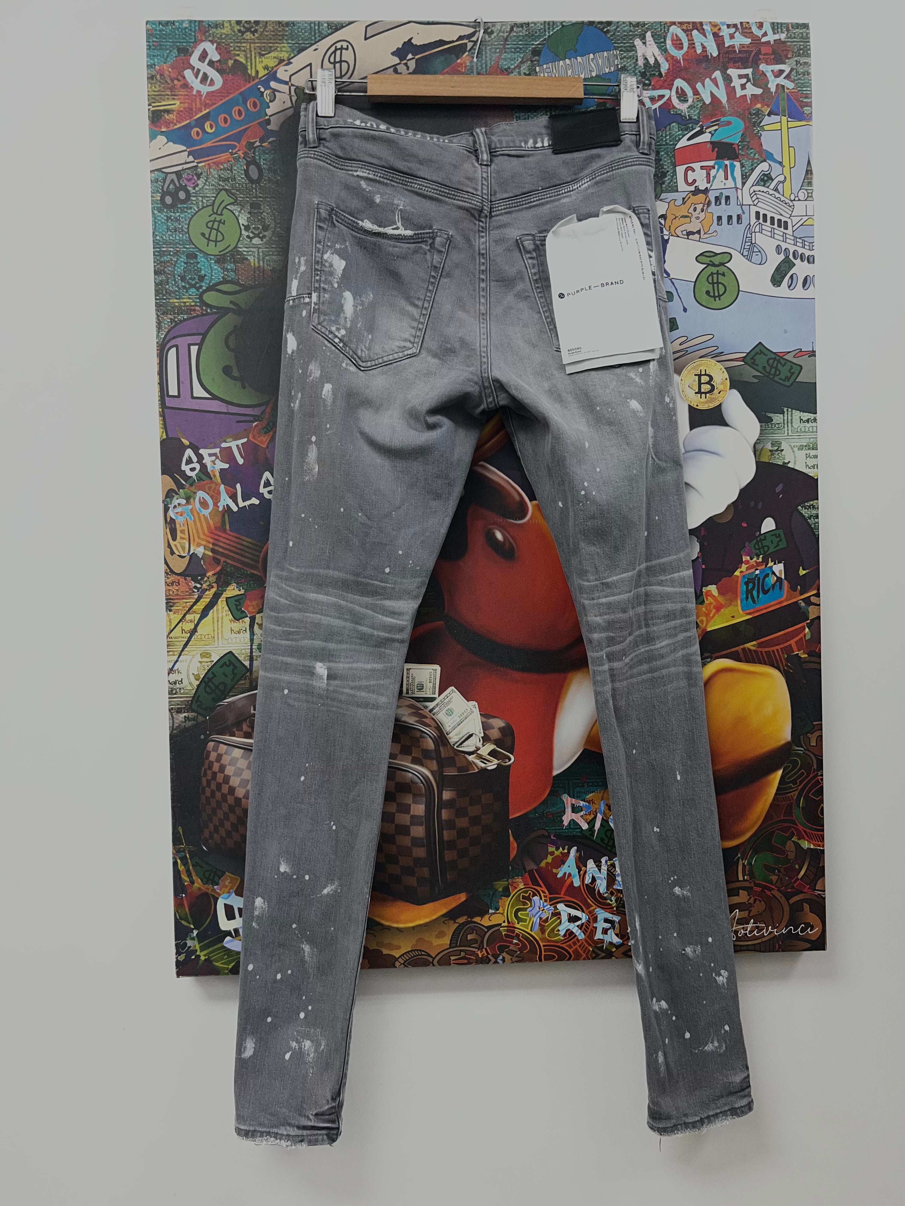 Purple Brand Grey Wash White Splatter Jeans