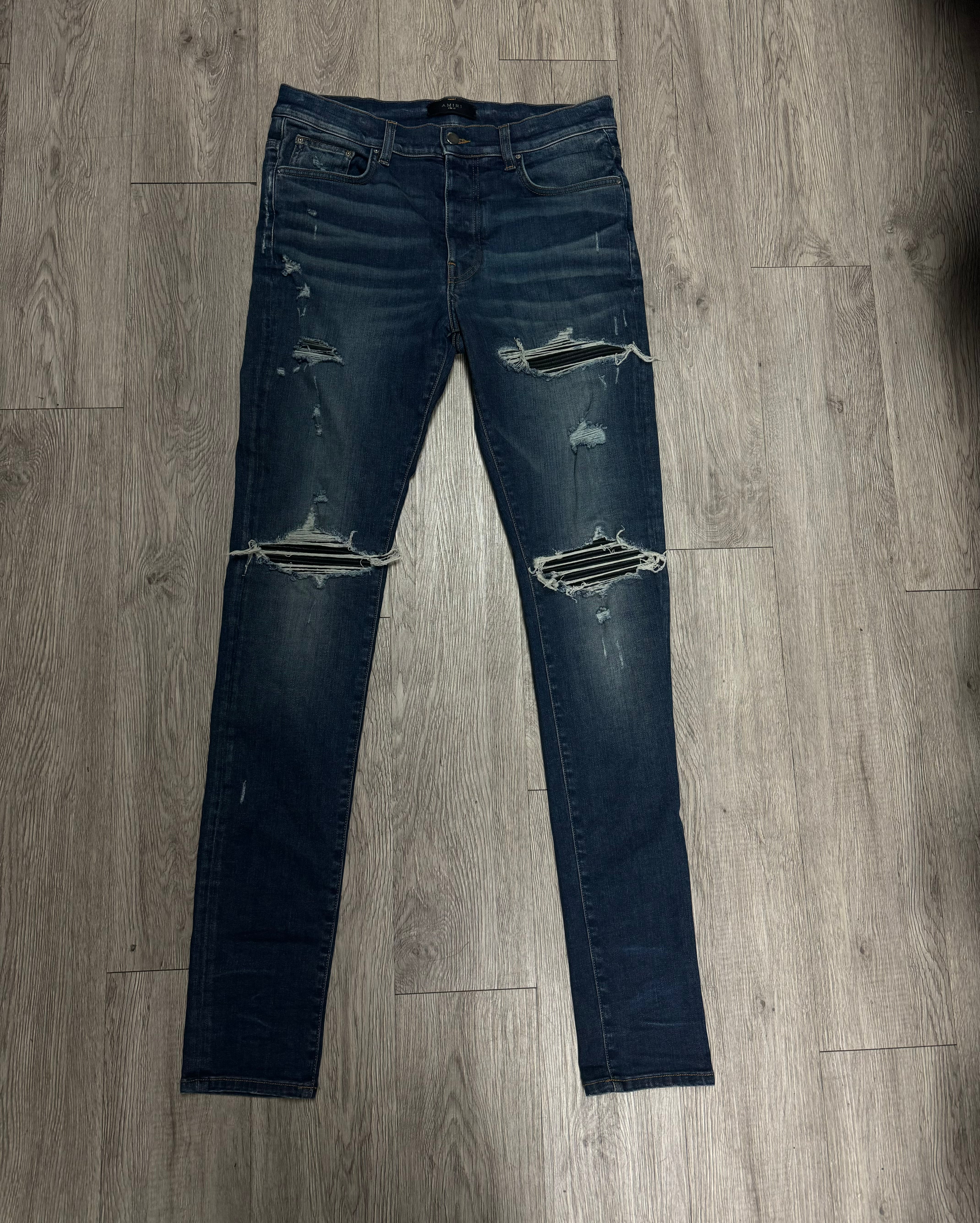Amiri Dark Wash Black Patch MX1 Jeans