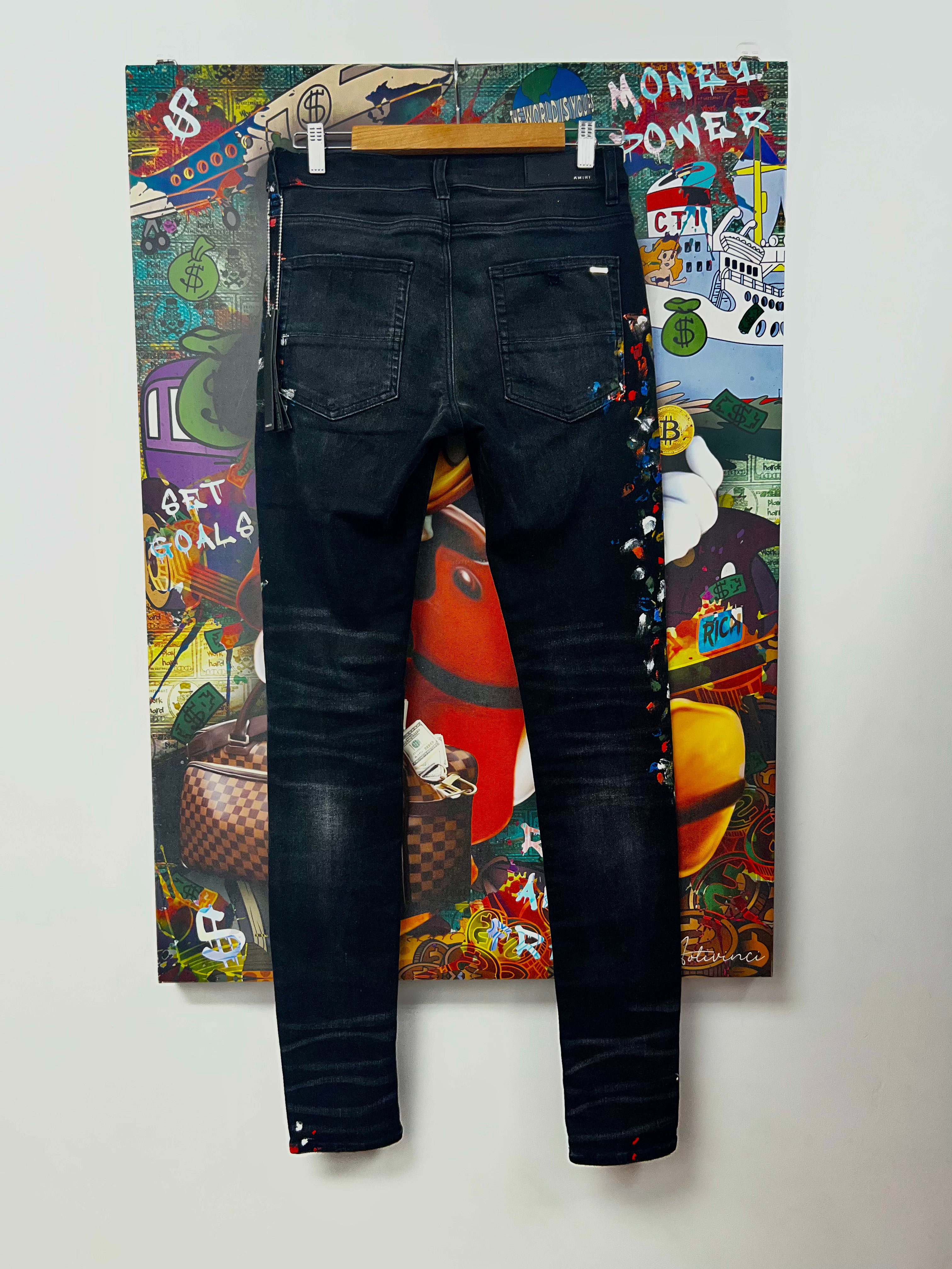 Amiri Black Multi Paint Splatter Jeans