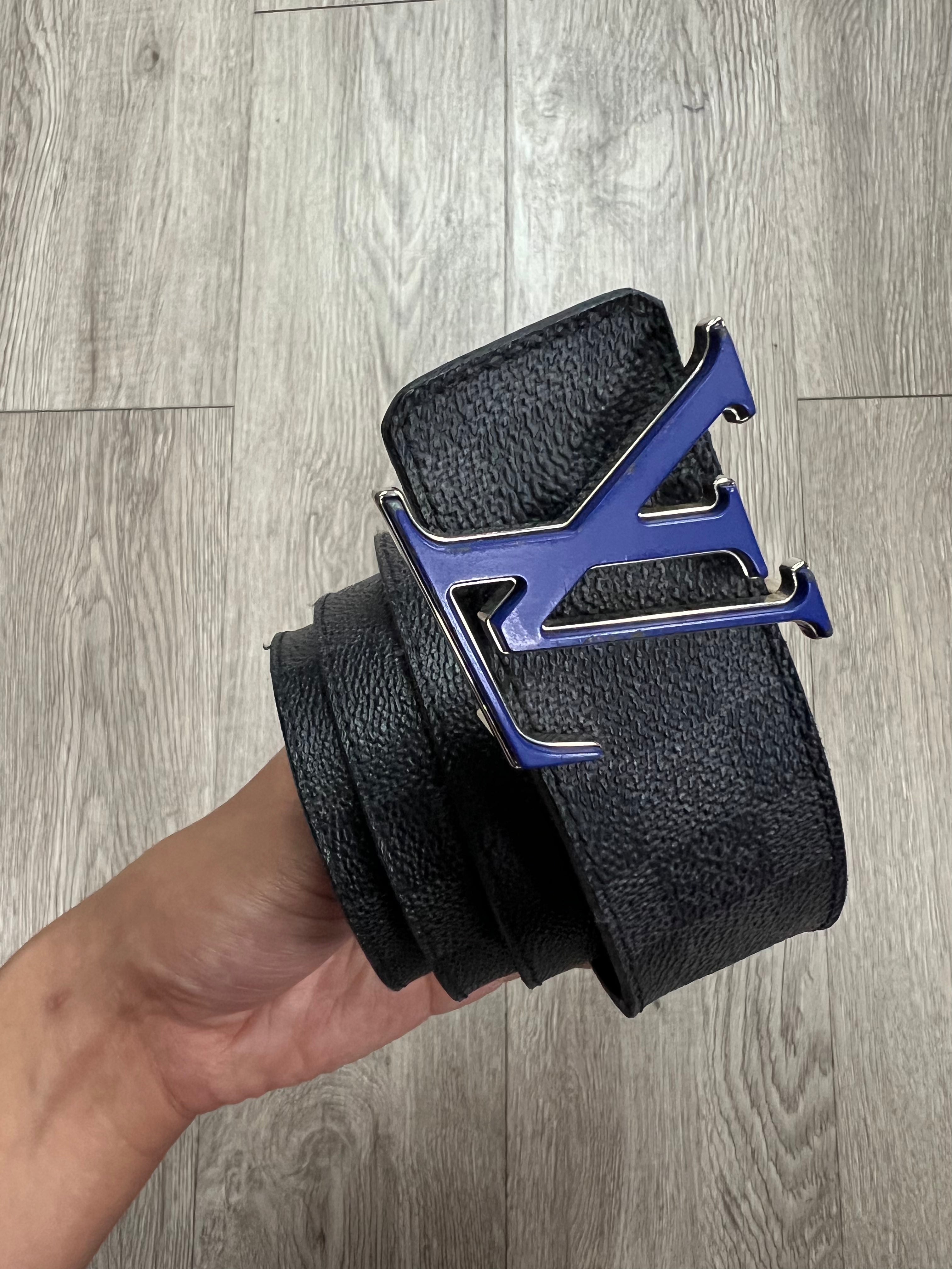 Louis Vuitton Black Blue Damier Belt
