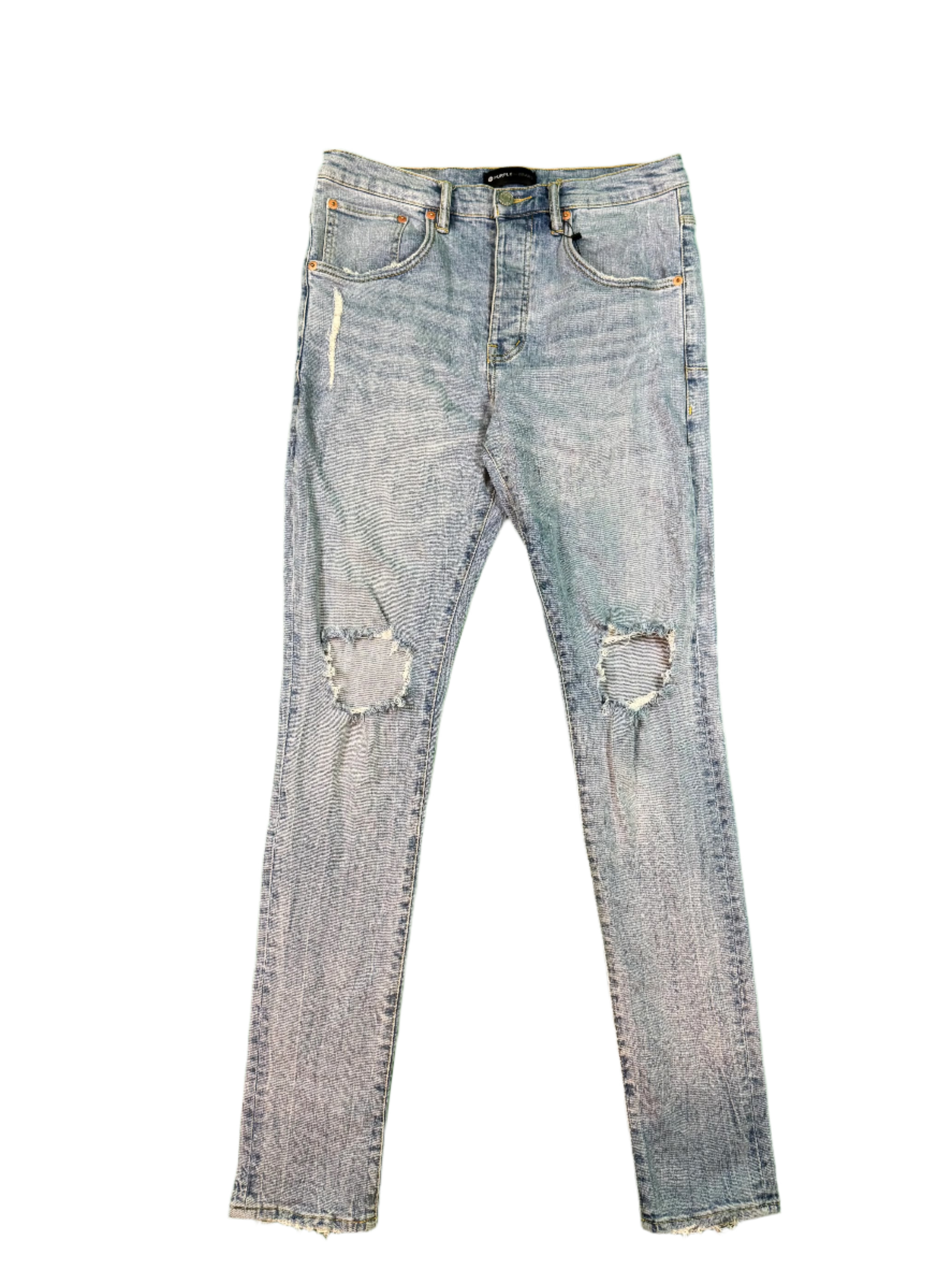 Purple Brand Light Wash Ripped Blue Jeans