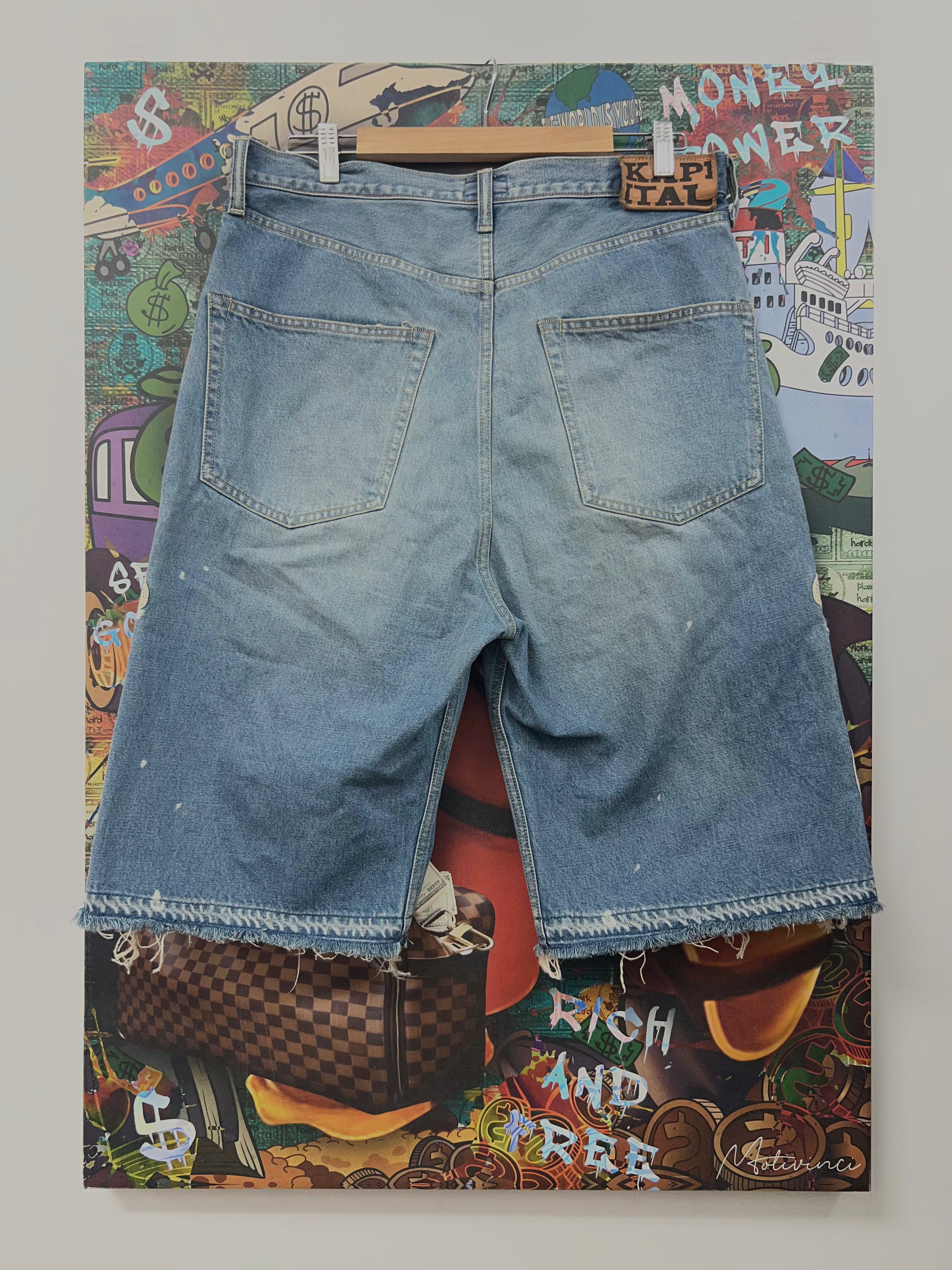 Kapital Light Wash Bone Shorts