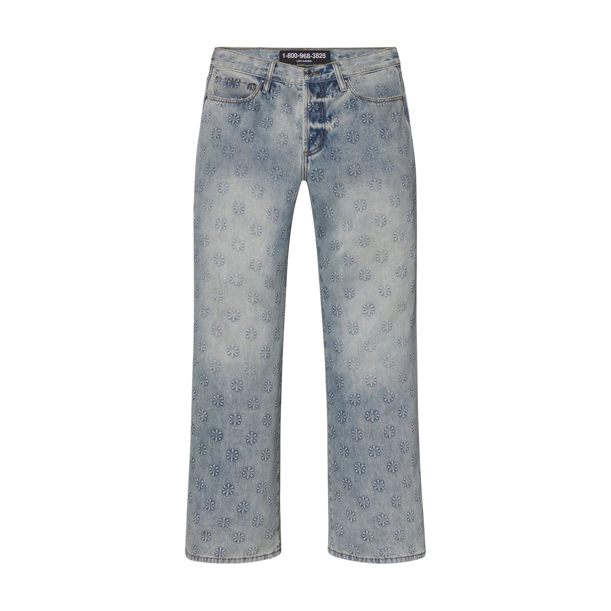 LOST SHDWS Embossed Denim Blue Jeans