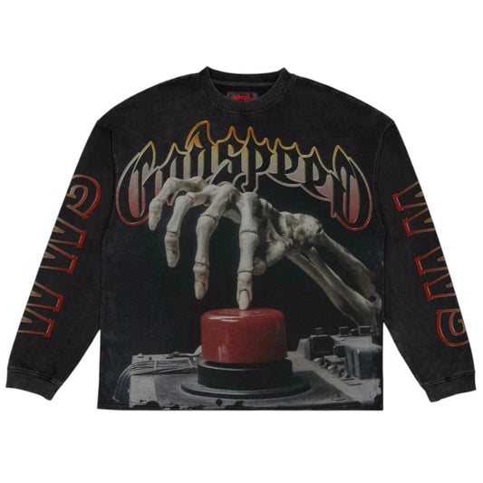 Godspeed 'Code Red' LS Black Wash Tee