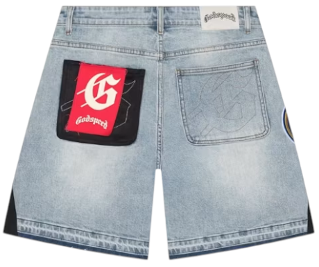 Godspeed "Patchwork V2" Blue Denim Shorts