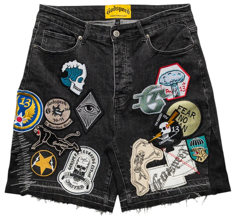 Godspeed "Patchwork V2" Black Denim Shorts