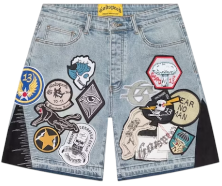 Godspeed "Patchwork V2" Blue Denim Shorts