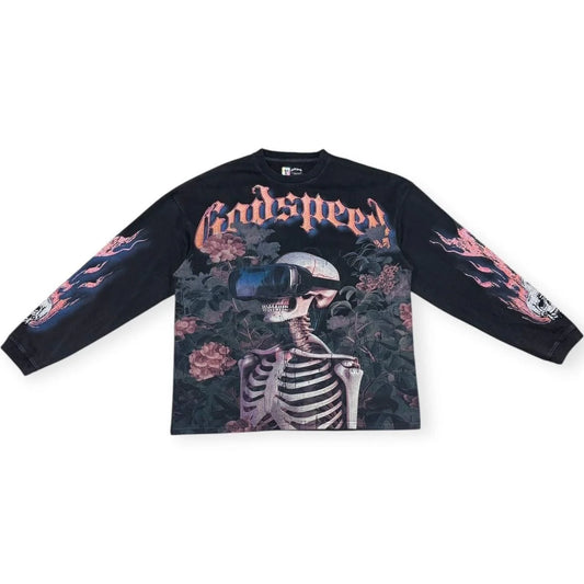 Godspeed 'Vision Flowers' VVS LS Black Wash Tee