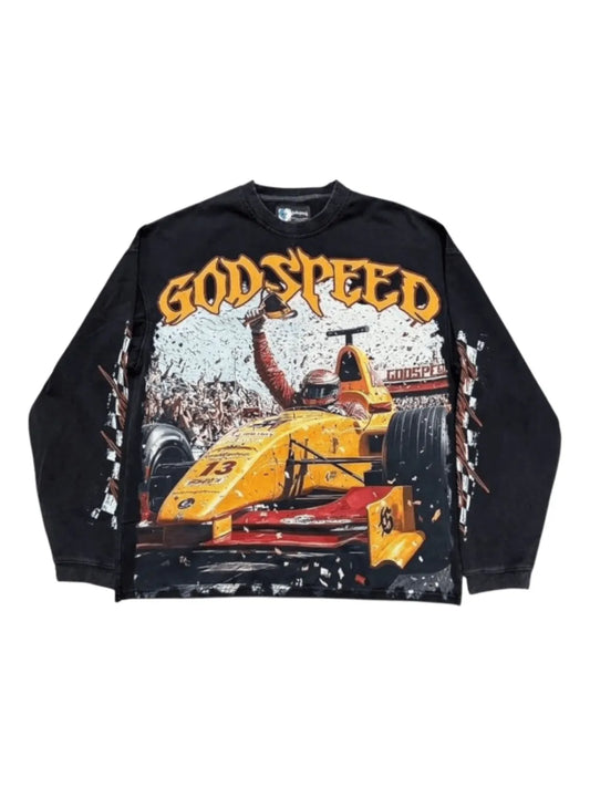 Godspeed 'F1 Finishline' LS Black Tee
