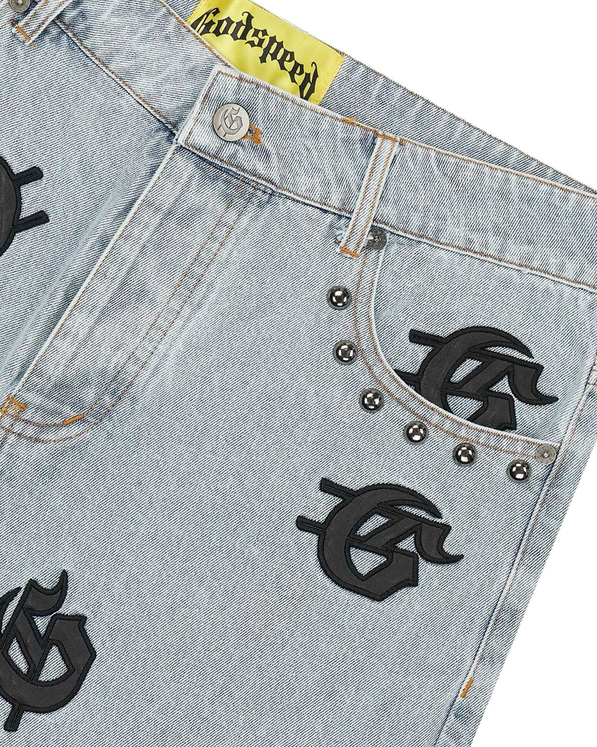 Godspeed 'Infinity Logo' Light Wash Jean Shorts