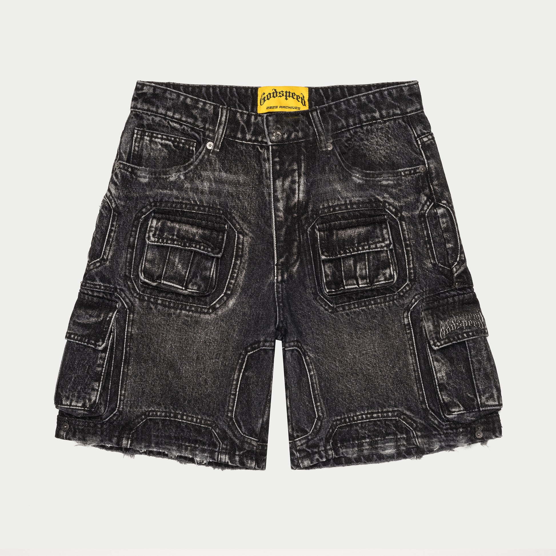 Godspeed 'Octagon' Black Cargo Jean Shorts
