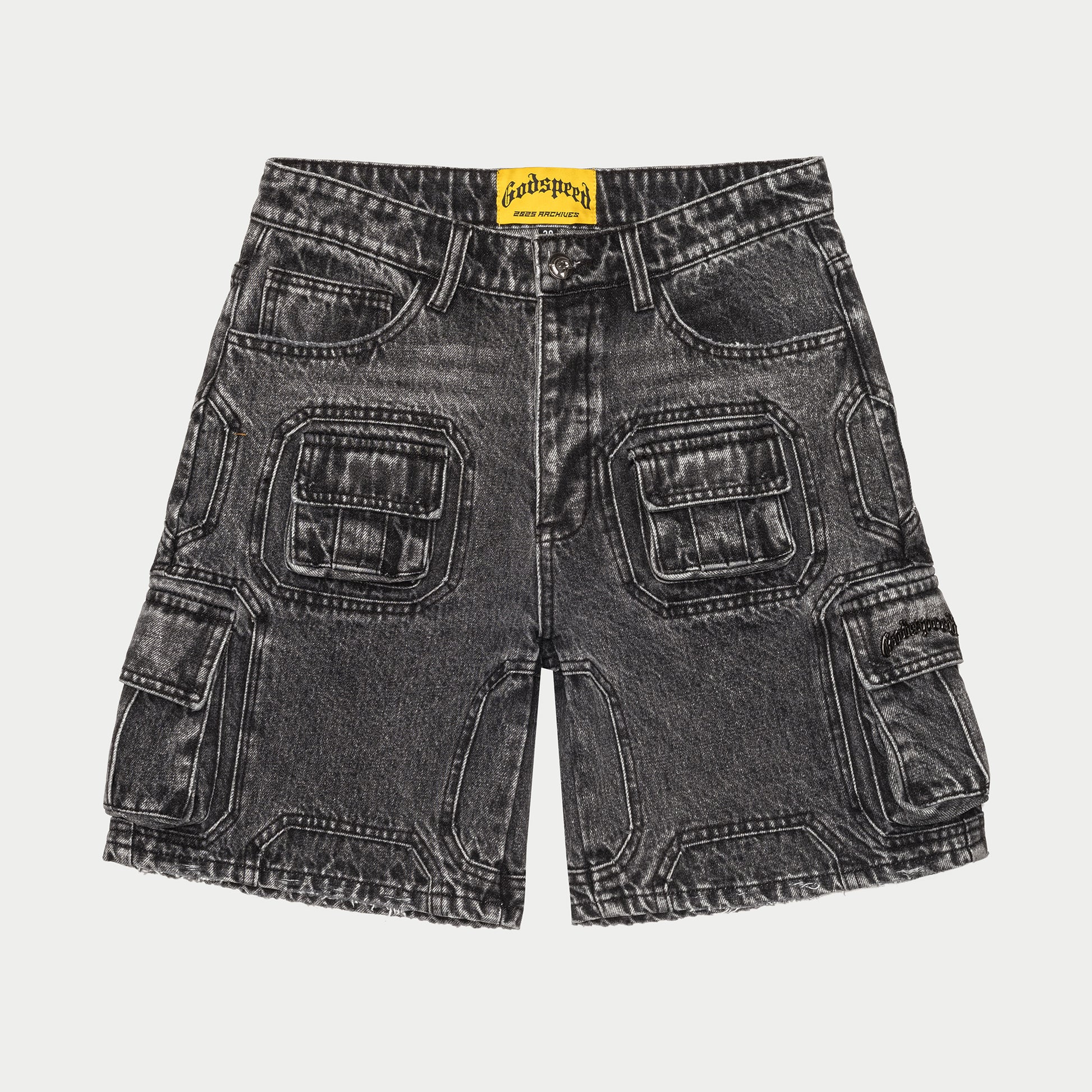 Godspeed 'Octagon' Grey Cargo Jean Shorts
