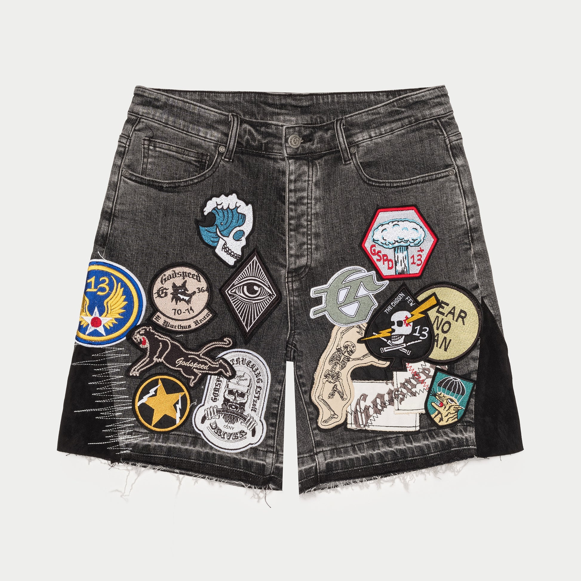 Godspeed 'Patchwork V2' Grey Jean Shorts