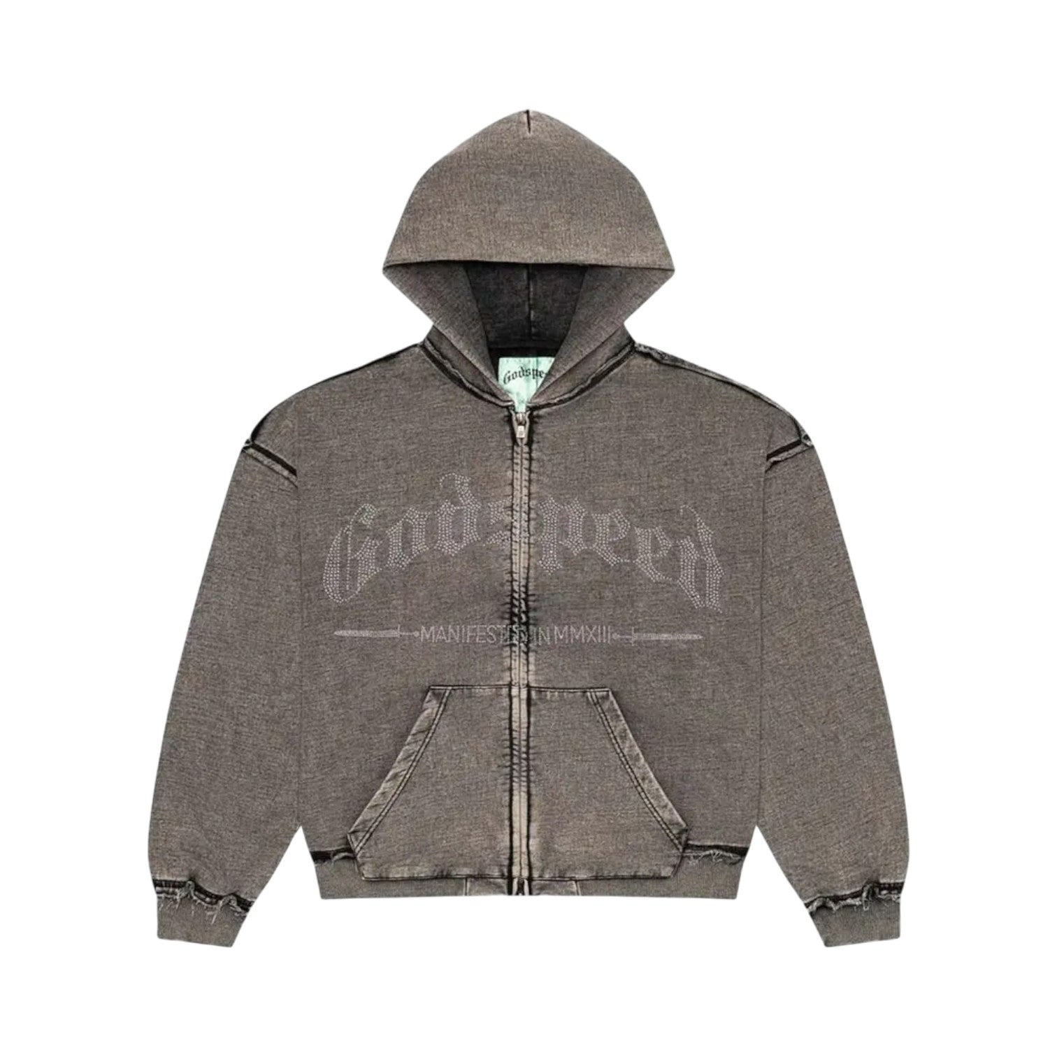 Godspeed 'Studded OG Logo' Grey Wash Hoodie