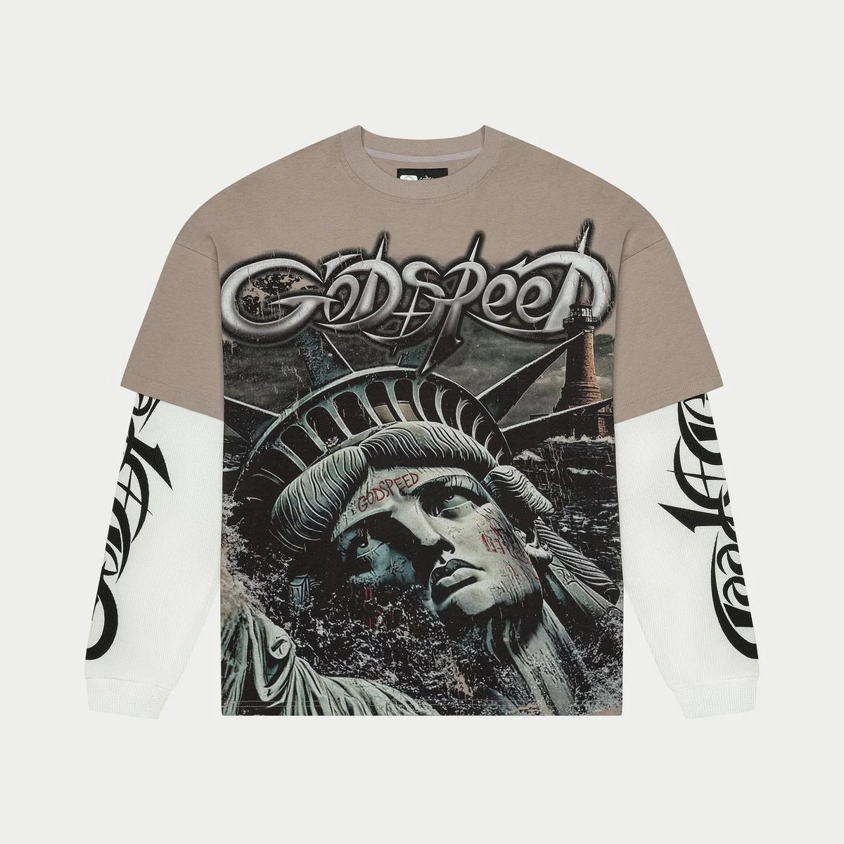 Godspeed 'Sunken Liberty 2 Layered' Stone Grey LS Tee