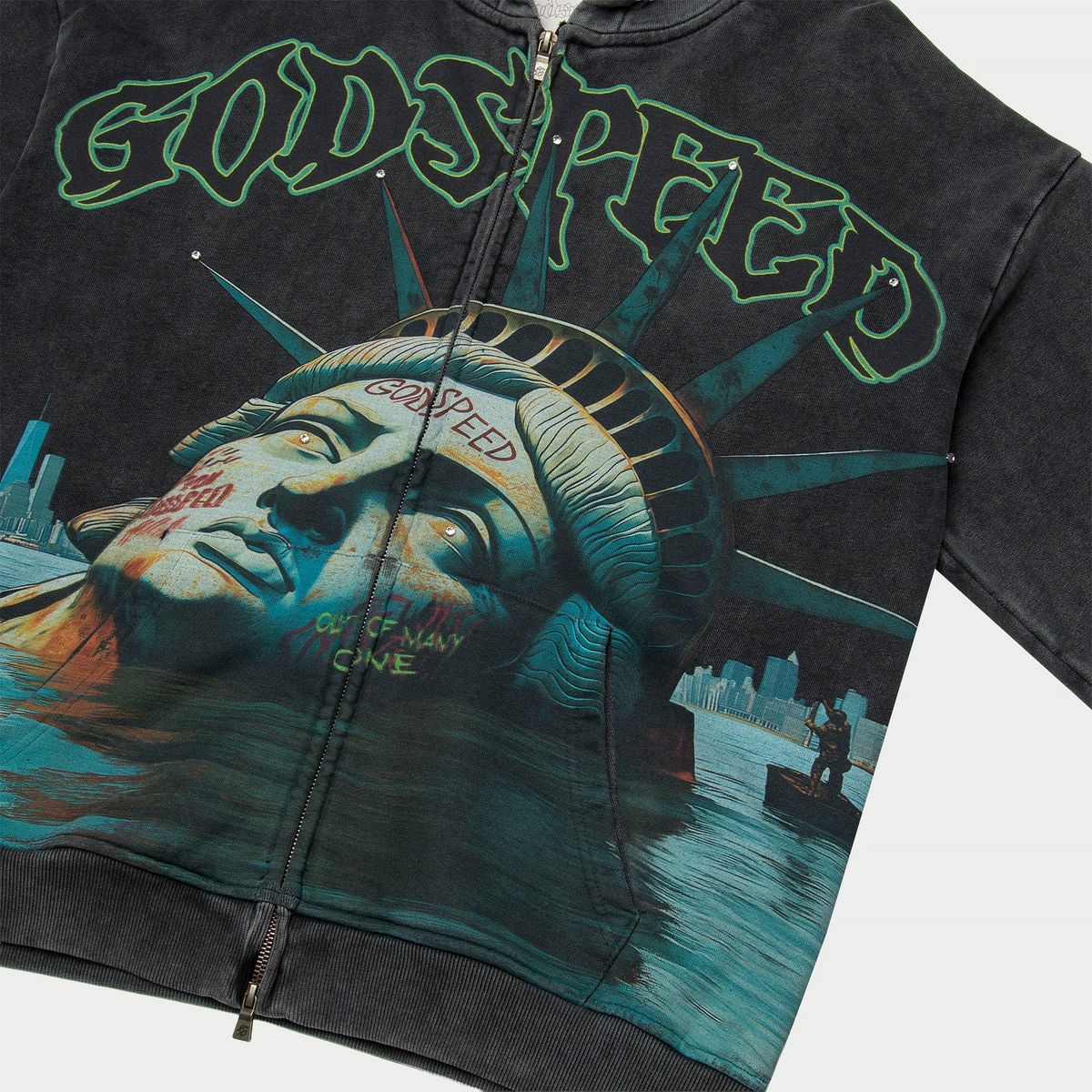Godspeed "Sunken Liberty" Grey Wash Hoodie
