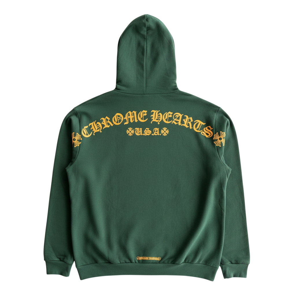 Chrome Hearts 'T-Bar Shoulder Logo' Green & Yellow Hoodie