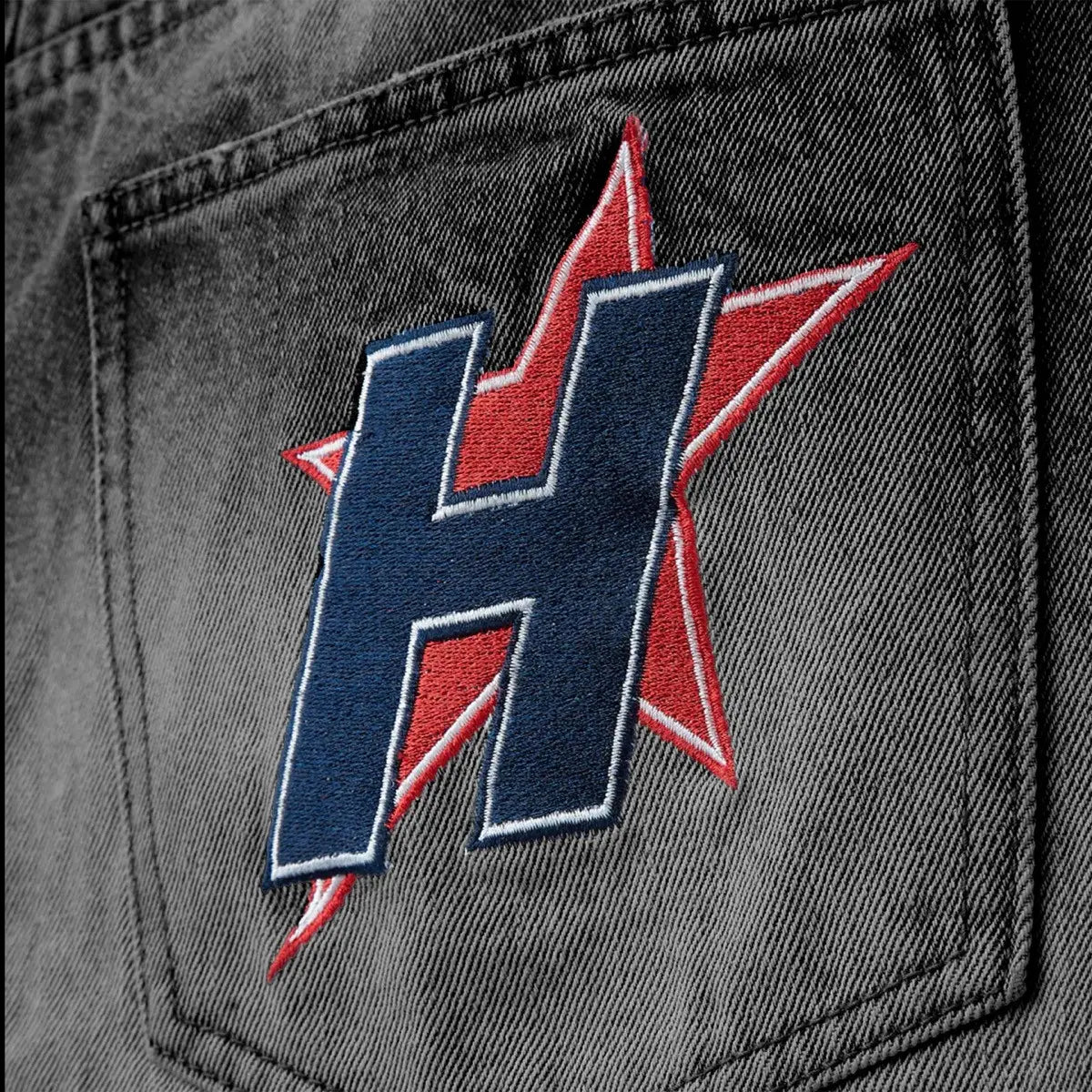 HMDD 'H-Star Crystal' Black Jean Shorts