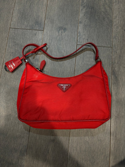 Prada Nylon Side Bag Red