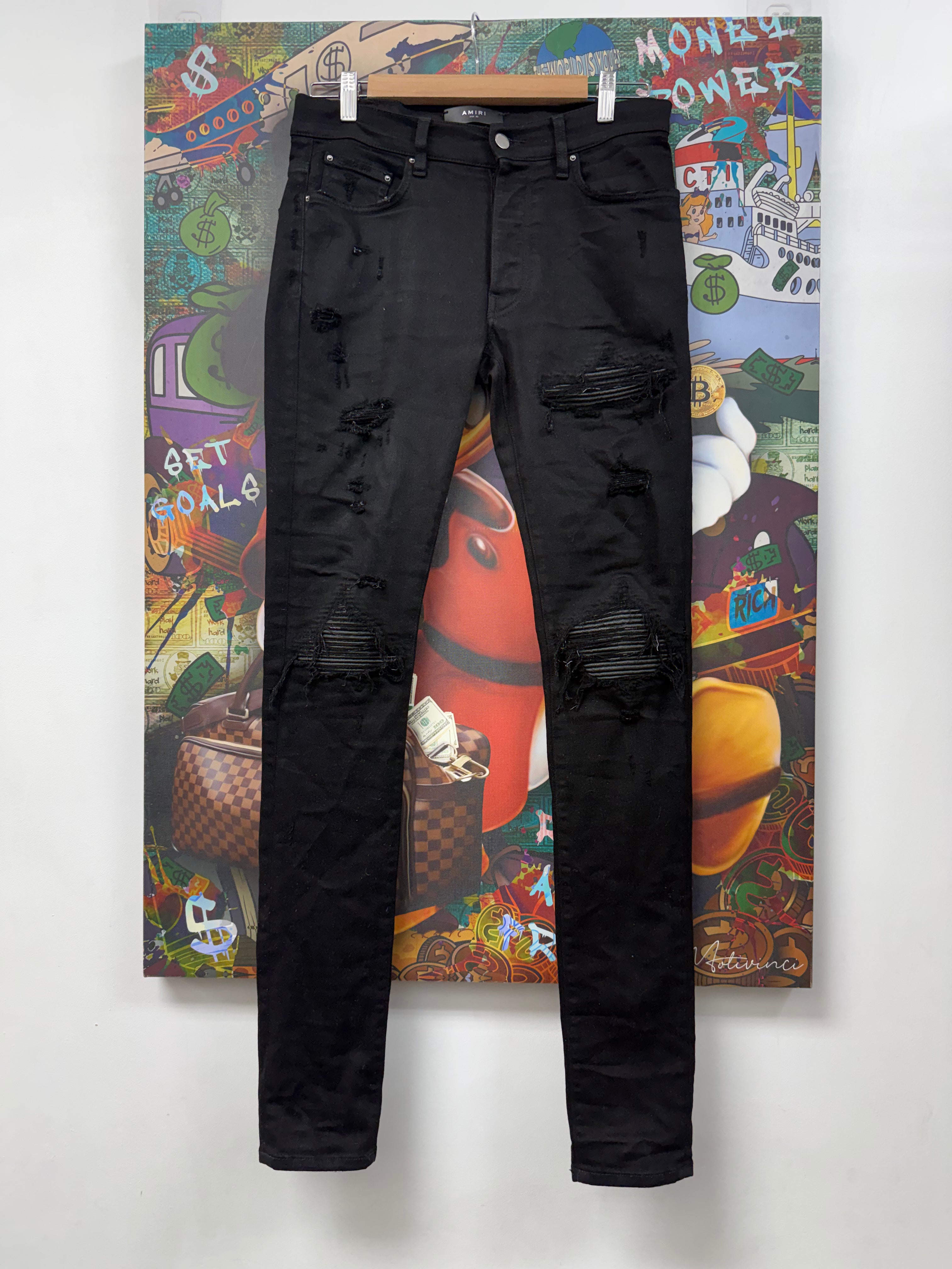 Amiri MX1 Black Black Patch Jeans