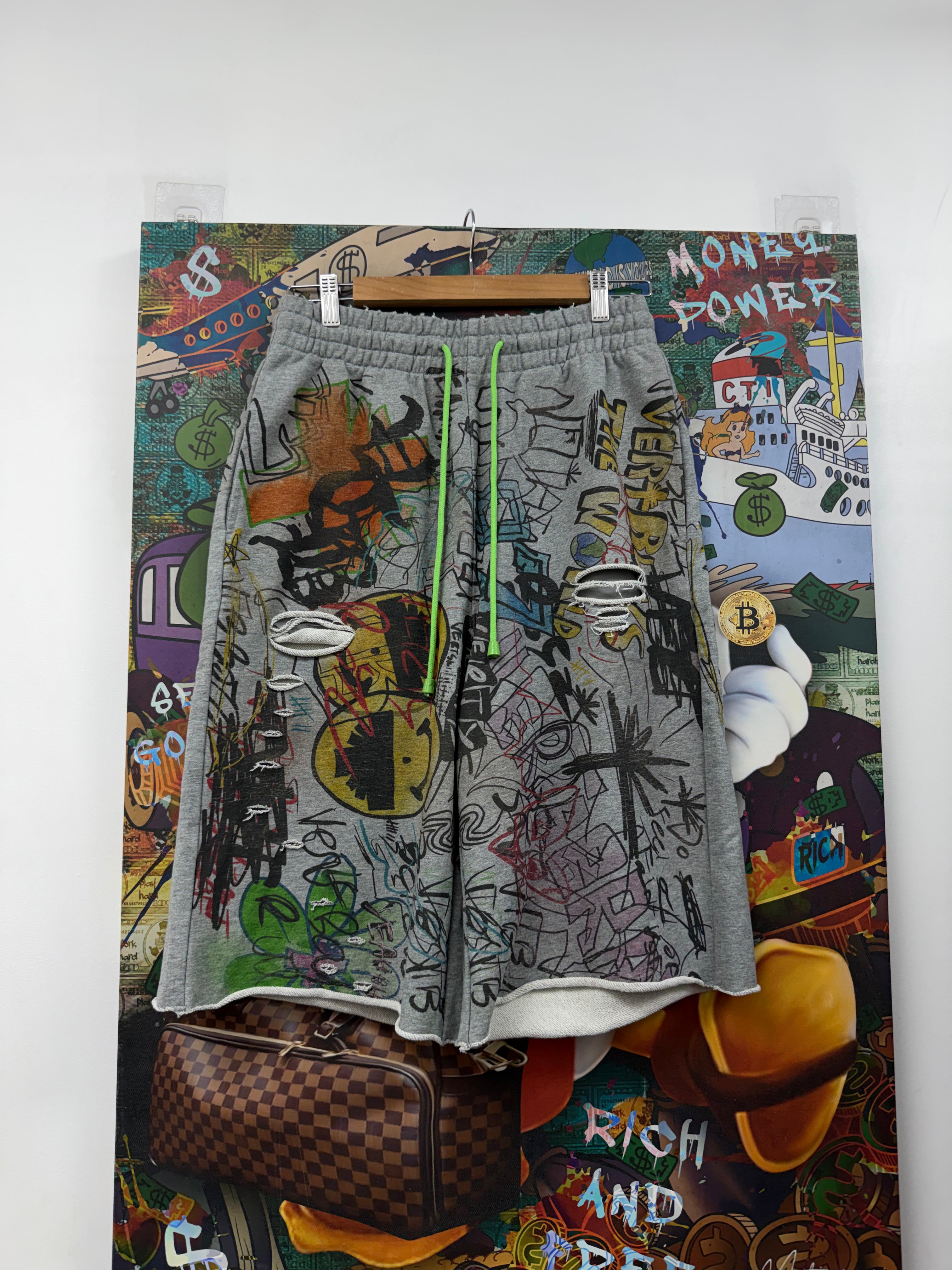 Vertabrae Grey Graffiti Shorts