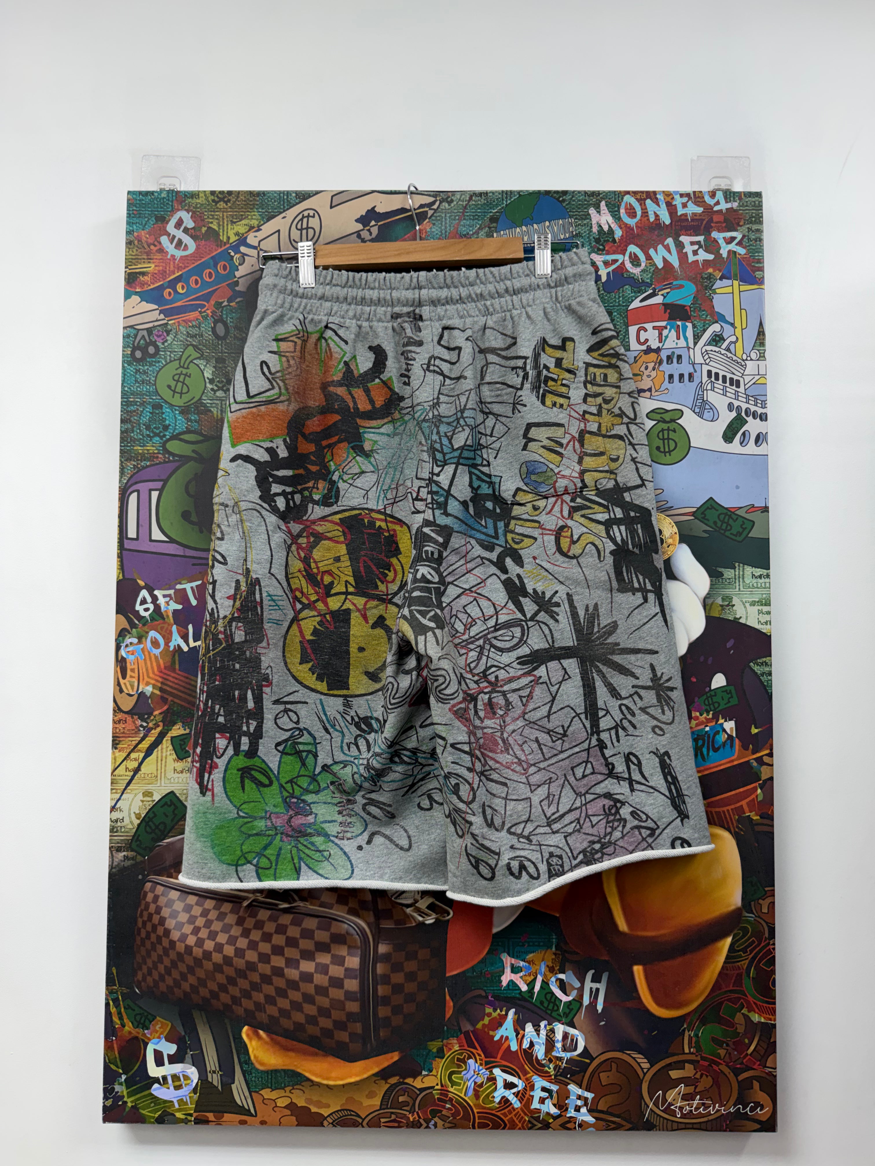 Vertabrae Grey Graffiti Shorts