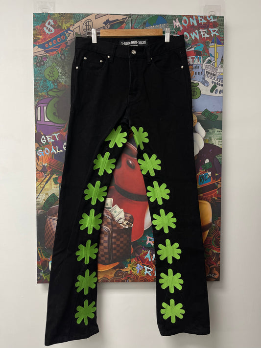 LOSTSHDWS Black Green Denim Jeans  Used