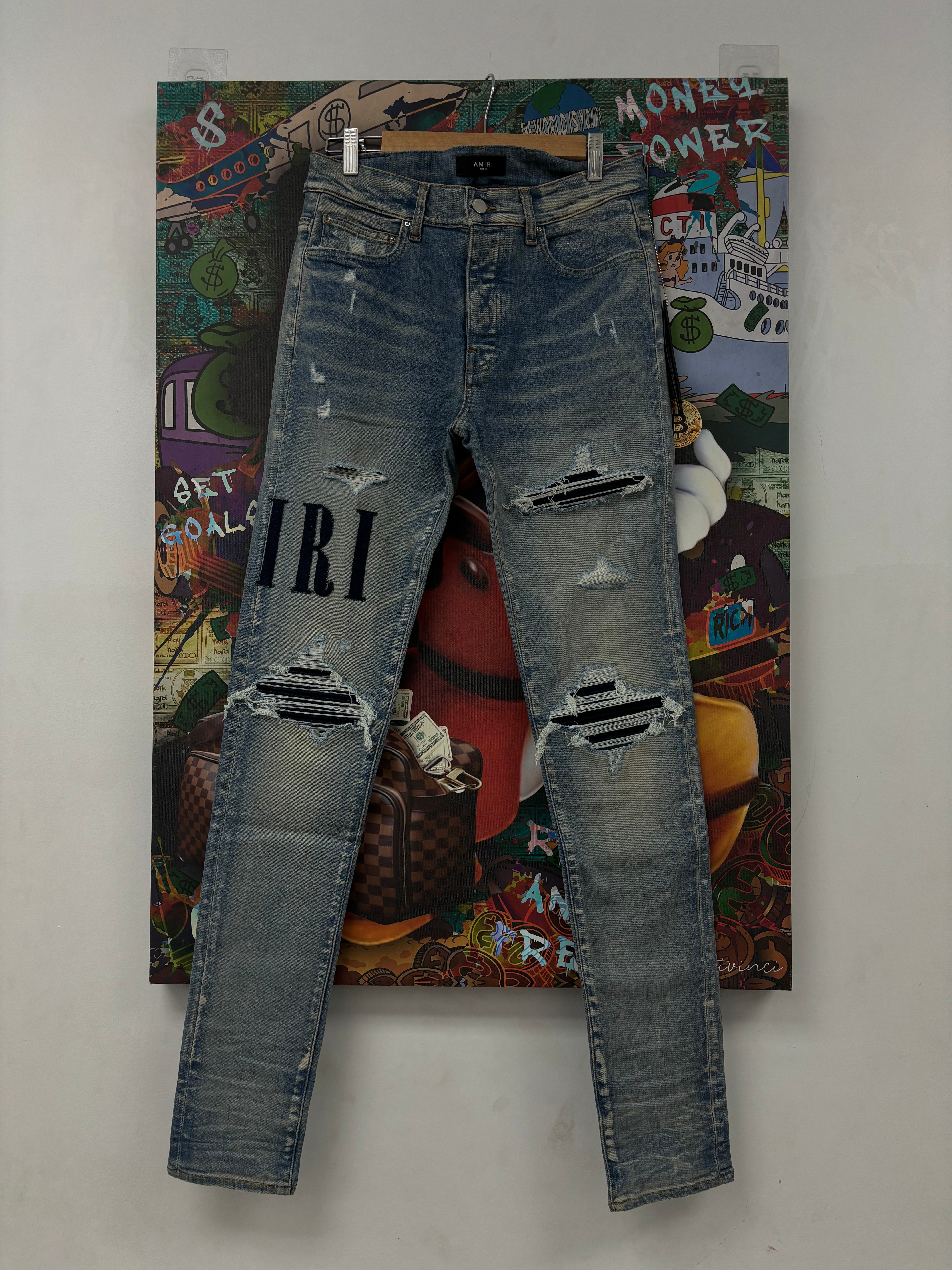 Amiri Side Logo Blue Core Denim Jeans