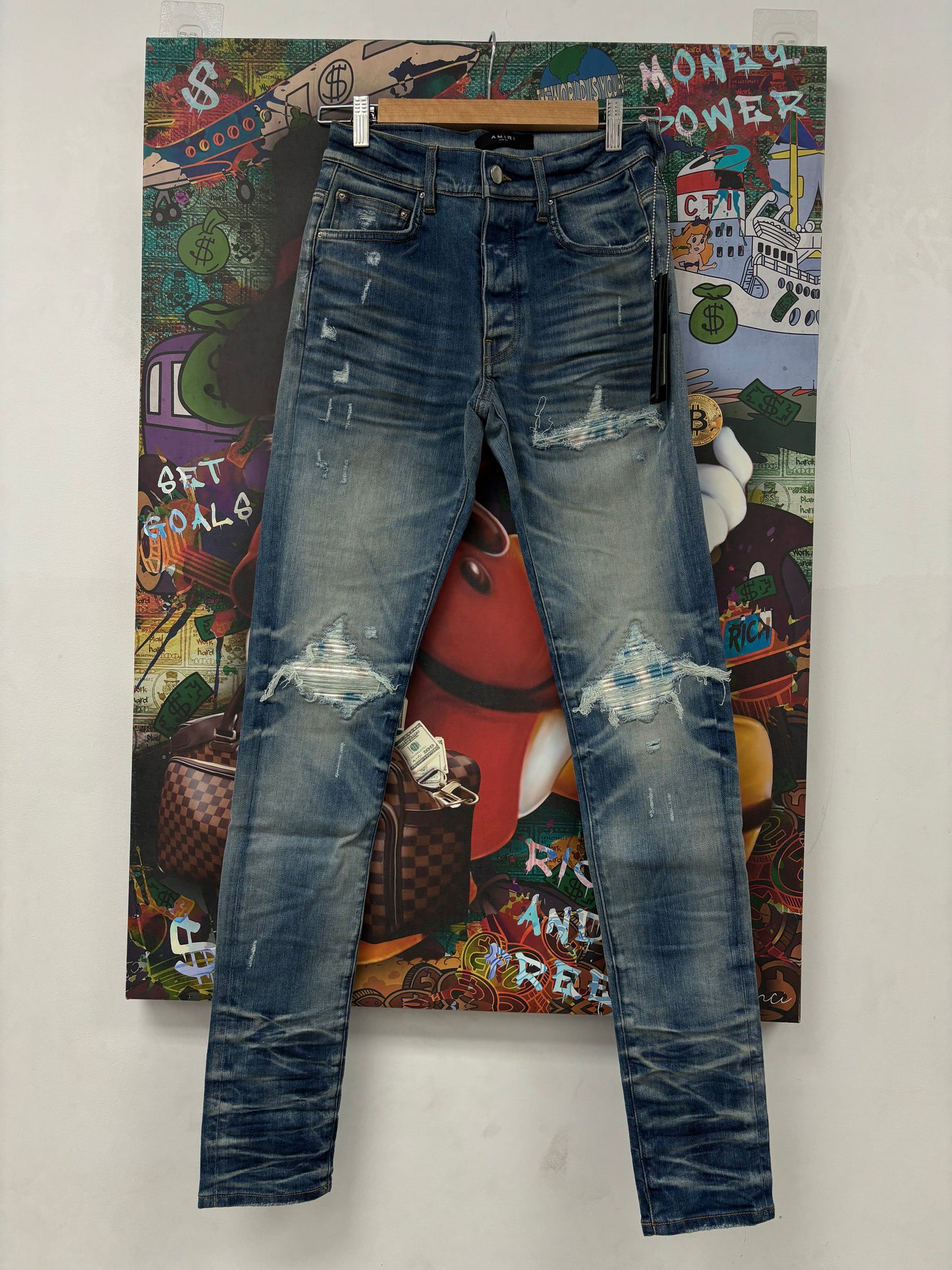 Amiri MX1 Indigo Bleached Honeycomb (29-38) New