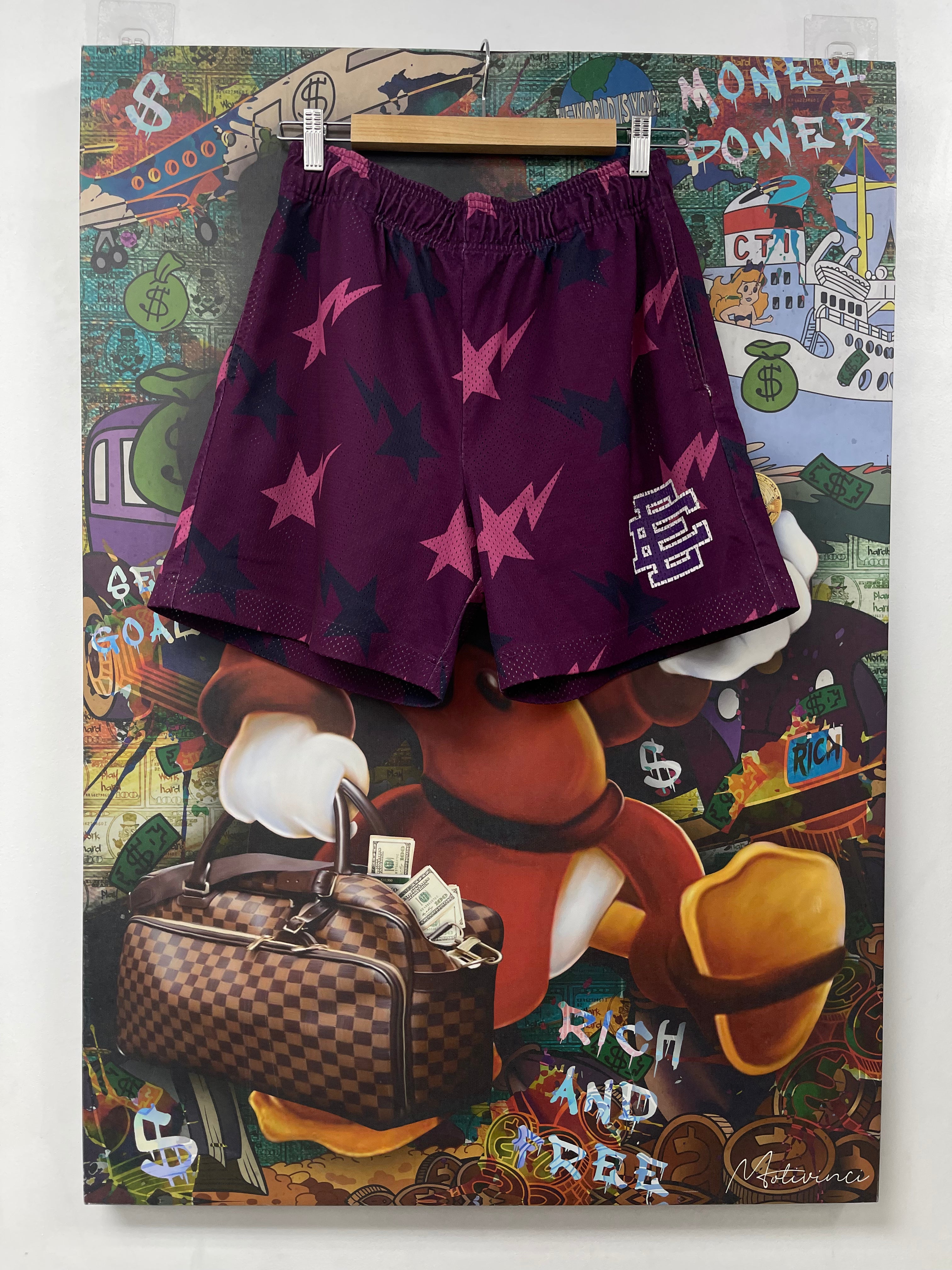 Eric Emanuel Purple Bape Star Shorts