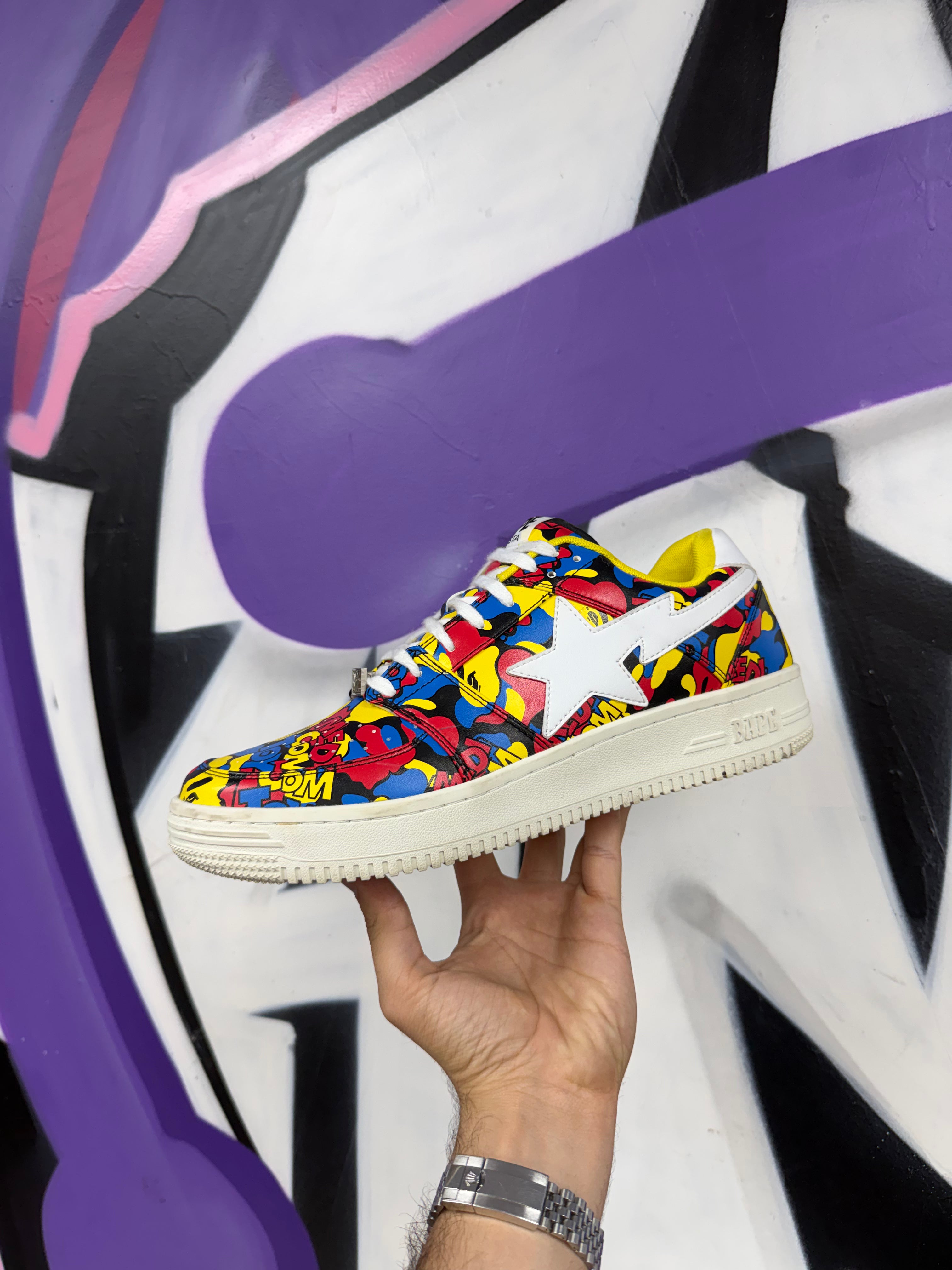 BAPE Medcom Red Yellow Blue Bapesta Sneakers