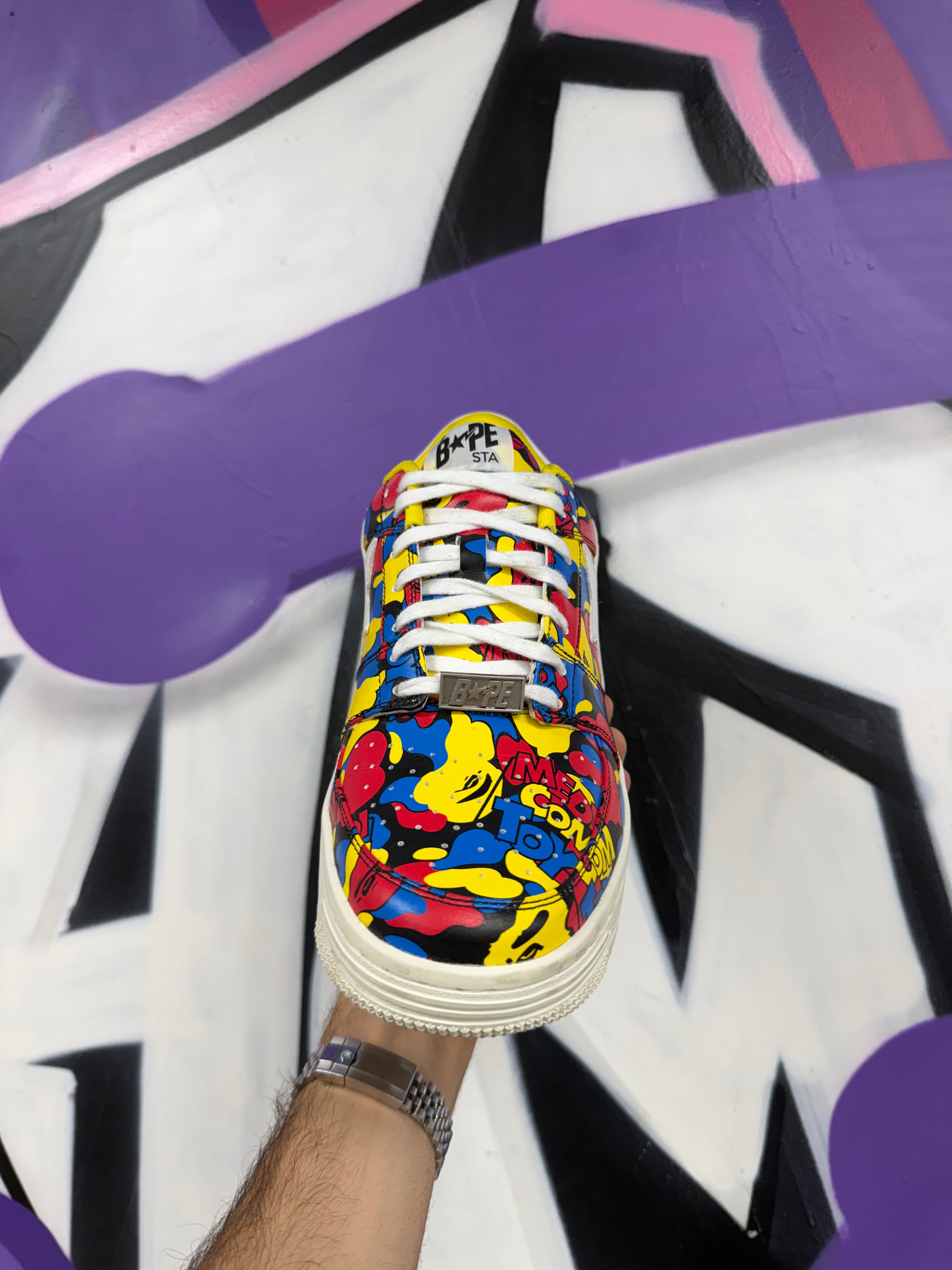 BAPE Medcom Red Yellow Blue Bapesta Sneakers
