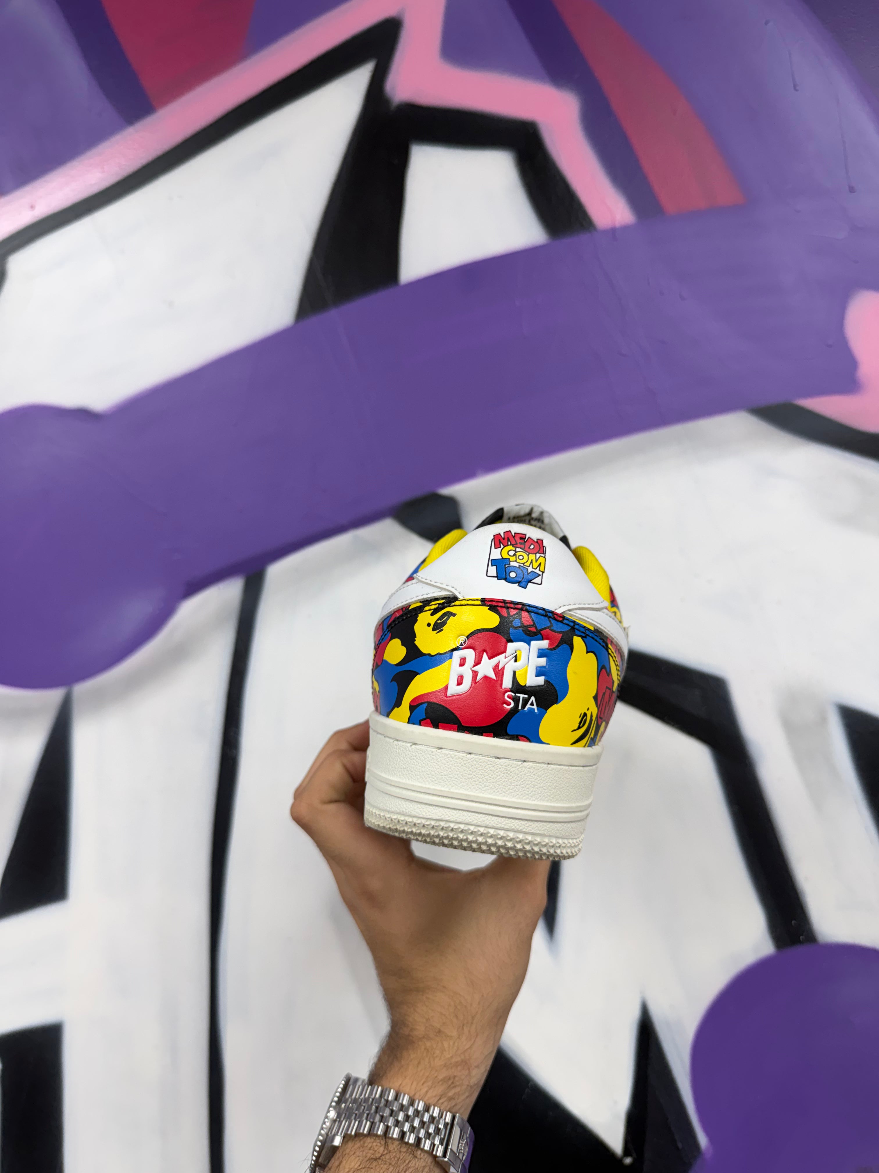 BAPE Medcom Red Yellow Blue Bapesta Sneakers