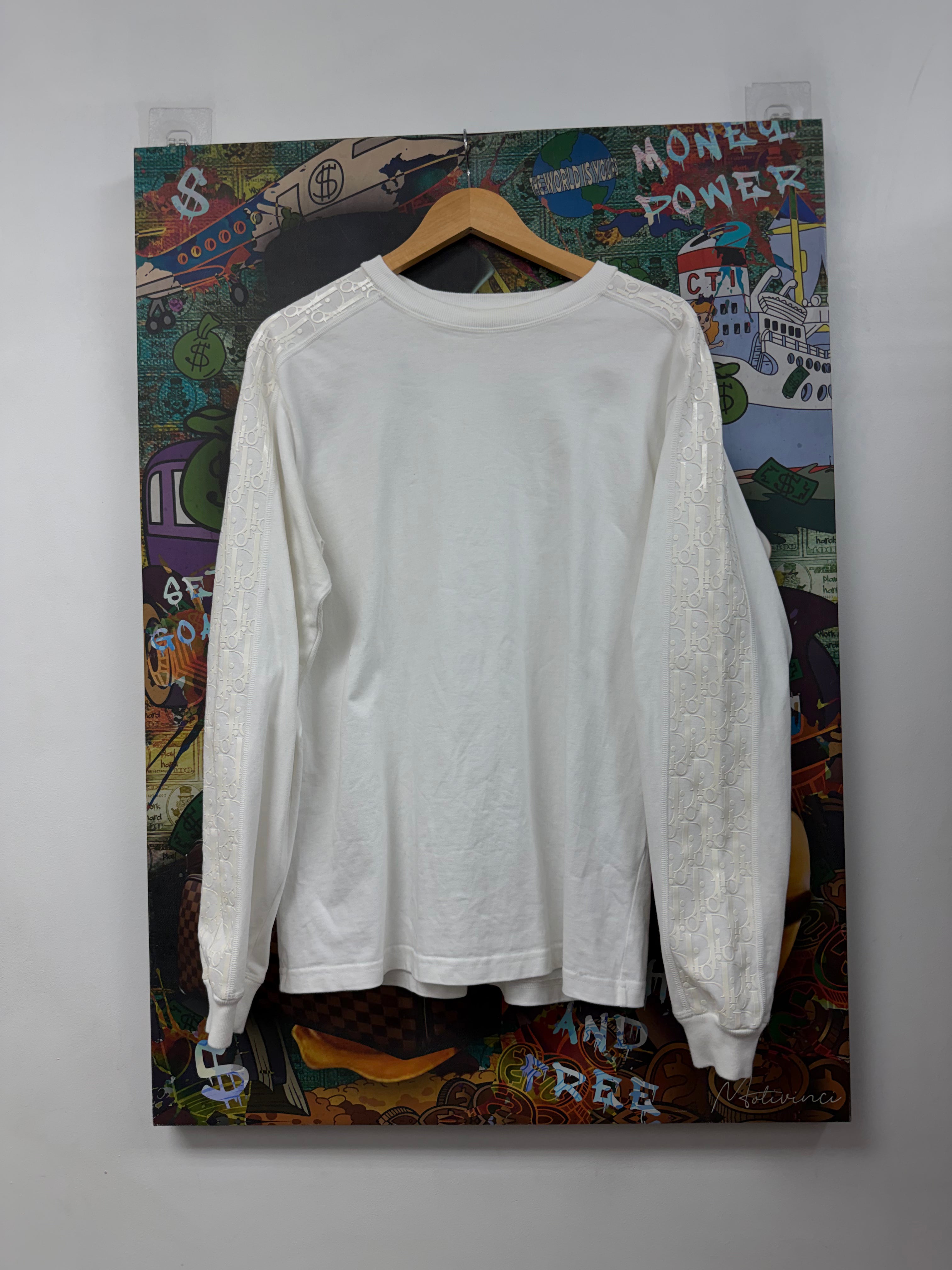 Dior White Tonal Applique Long Sleeve