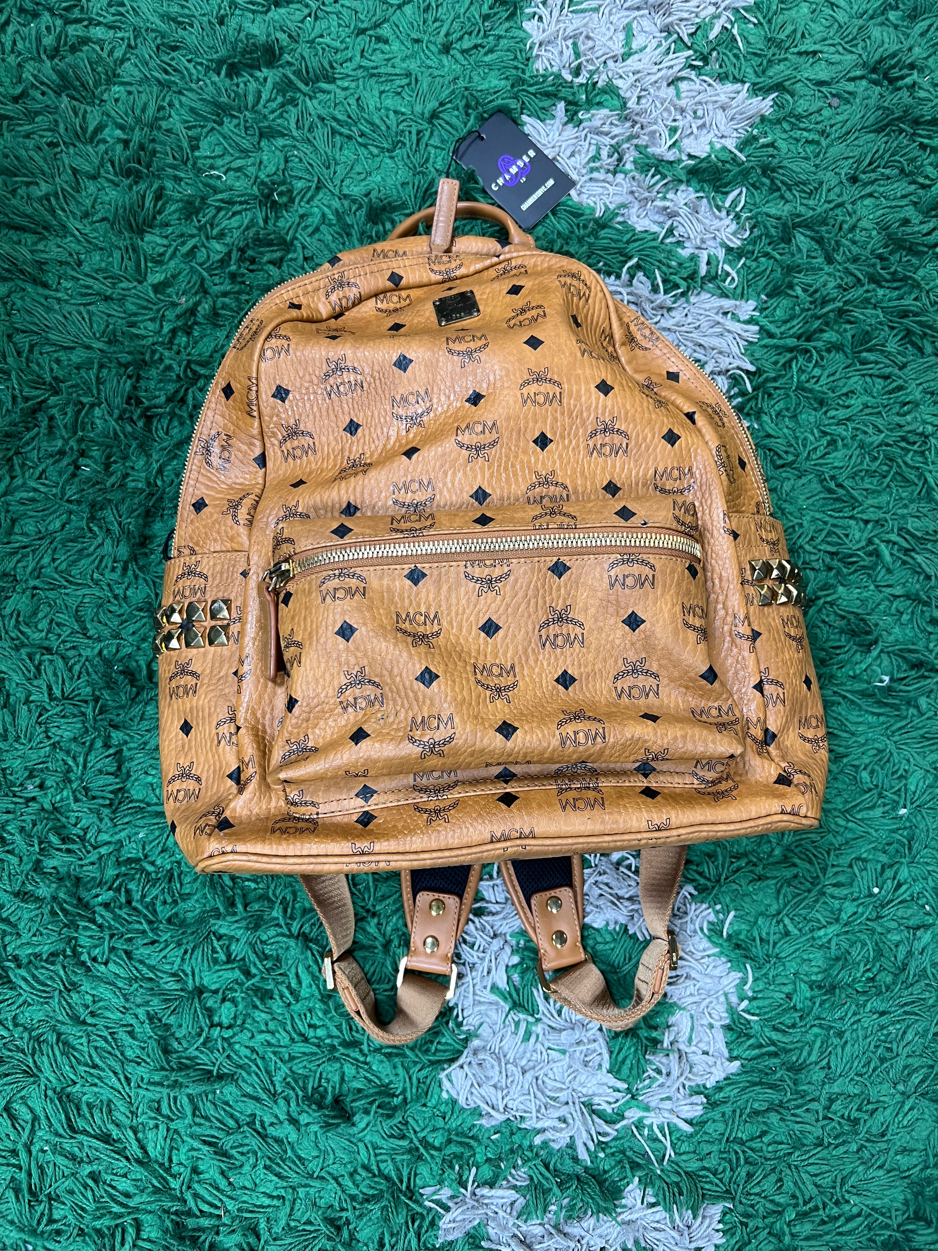 MCM Brown Studded Backpack
