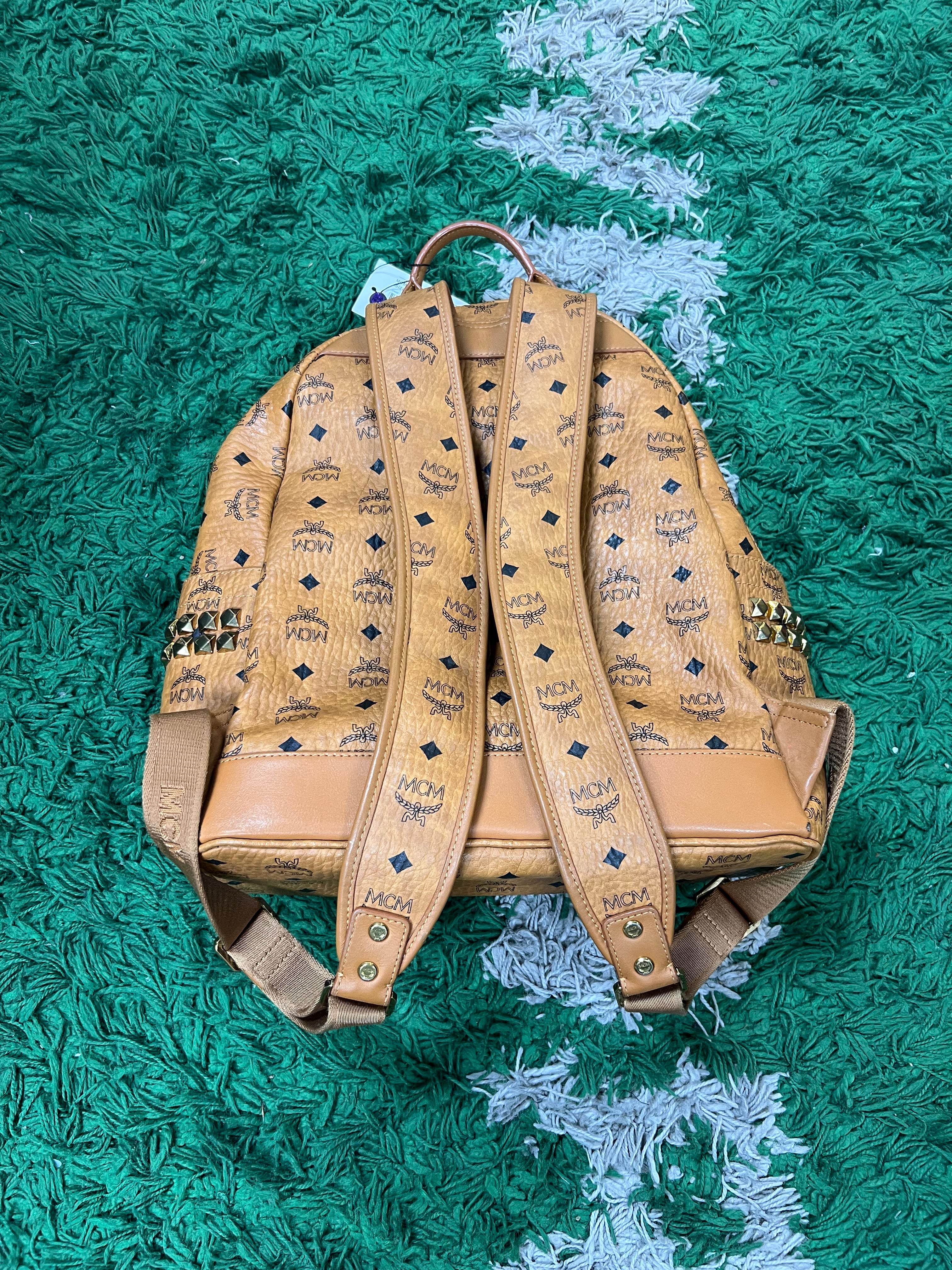 MCM Brown Studded Backpack