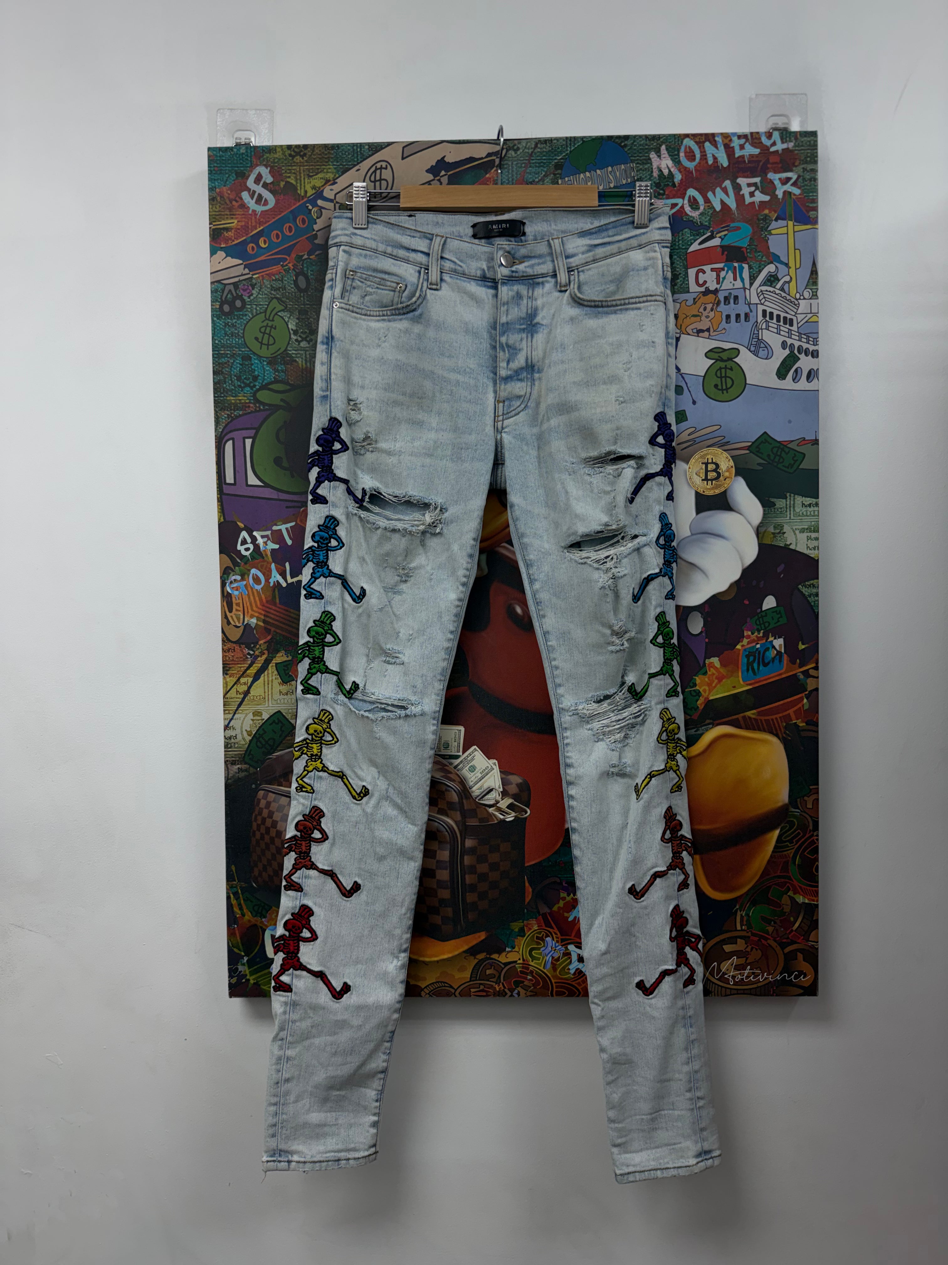 Amiri Light Wash Grateful Dead Music Jeans