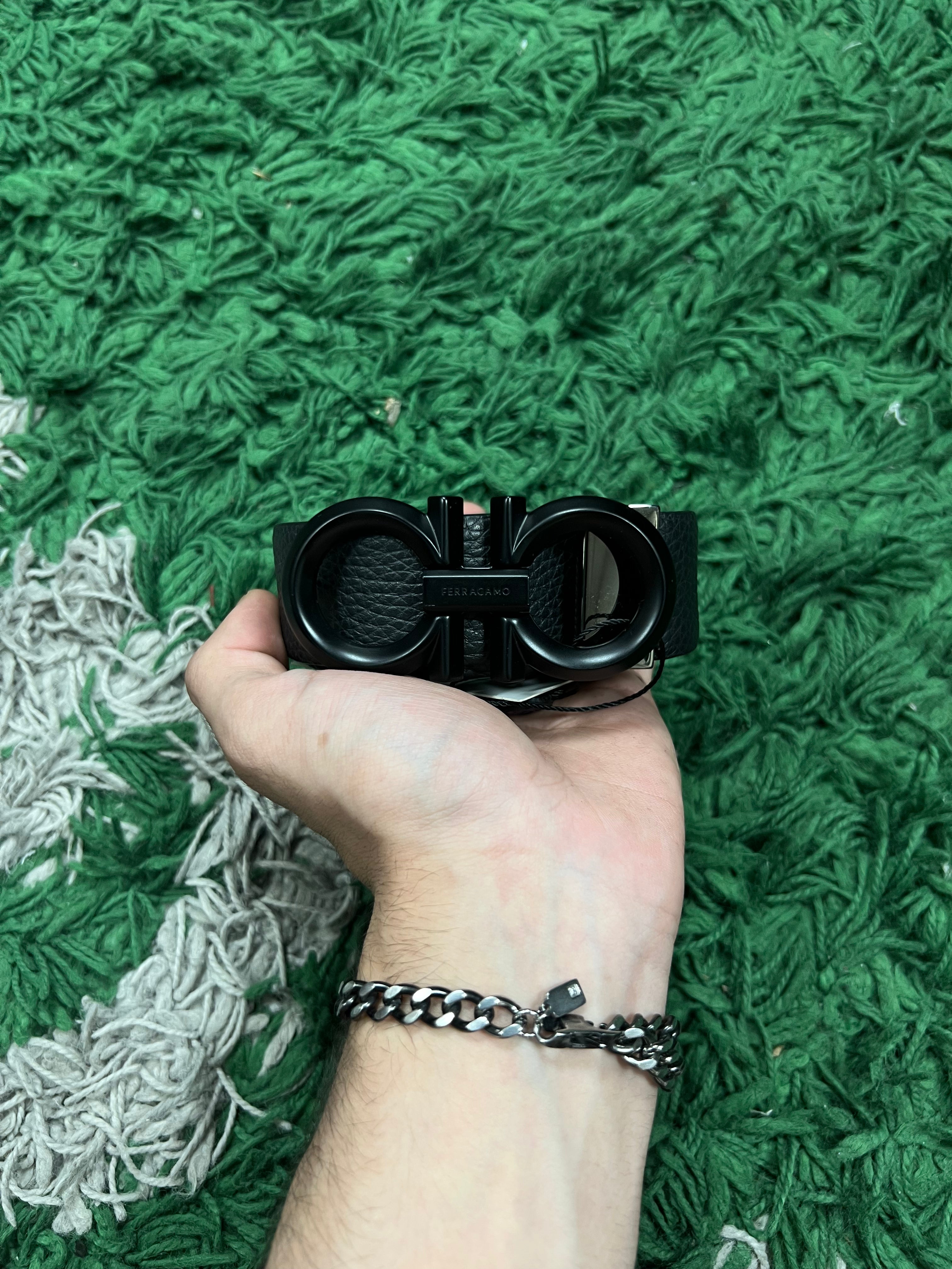 Ferragamo Black Double Gancini Belt