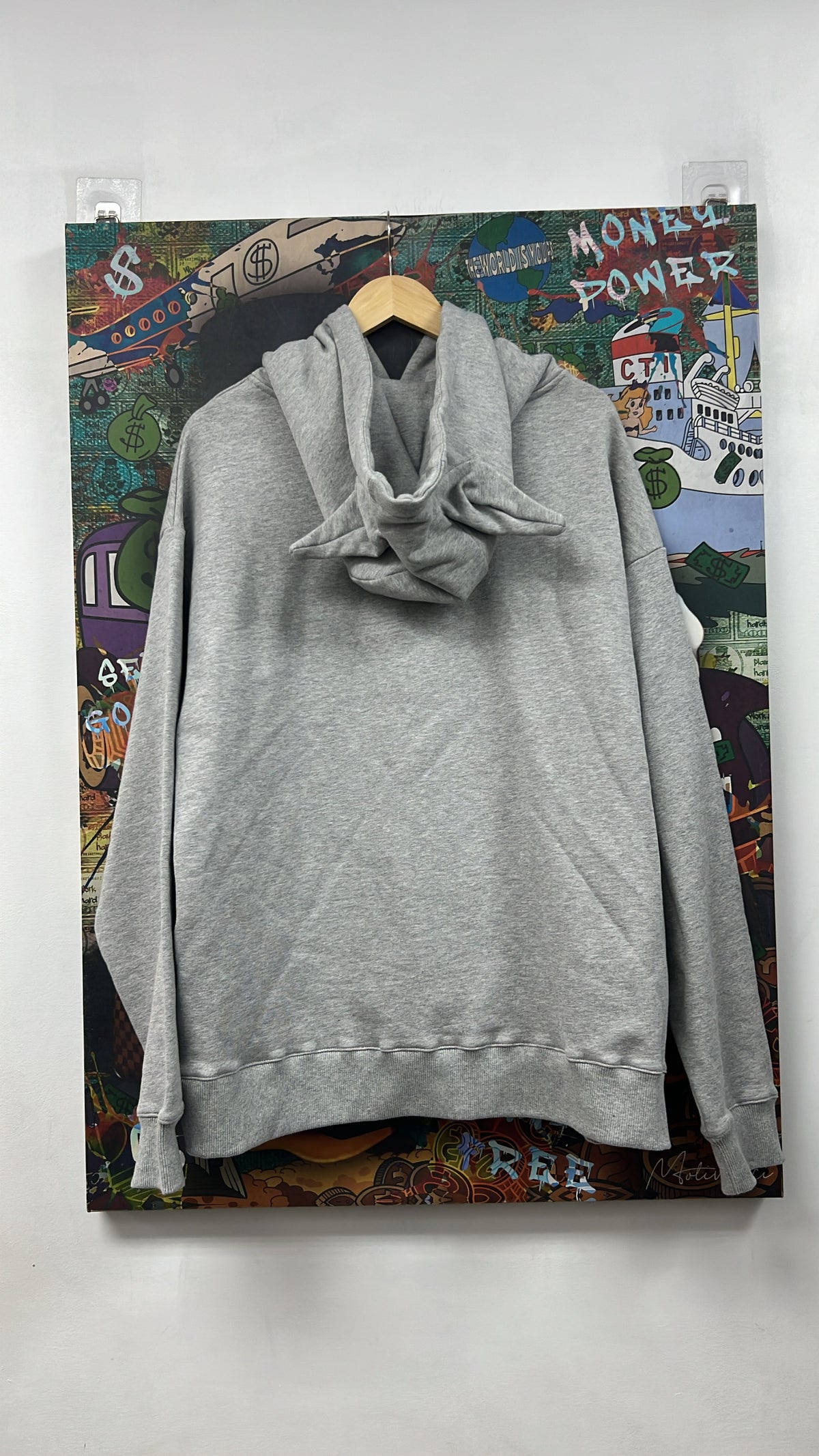 Charles Jeffrey Loverboy Grey Yellow Navy Knit Bunny Ear Hoodie