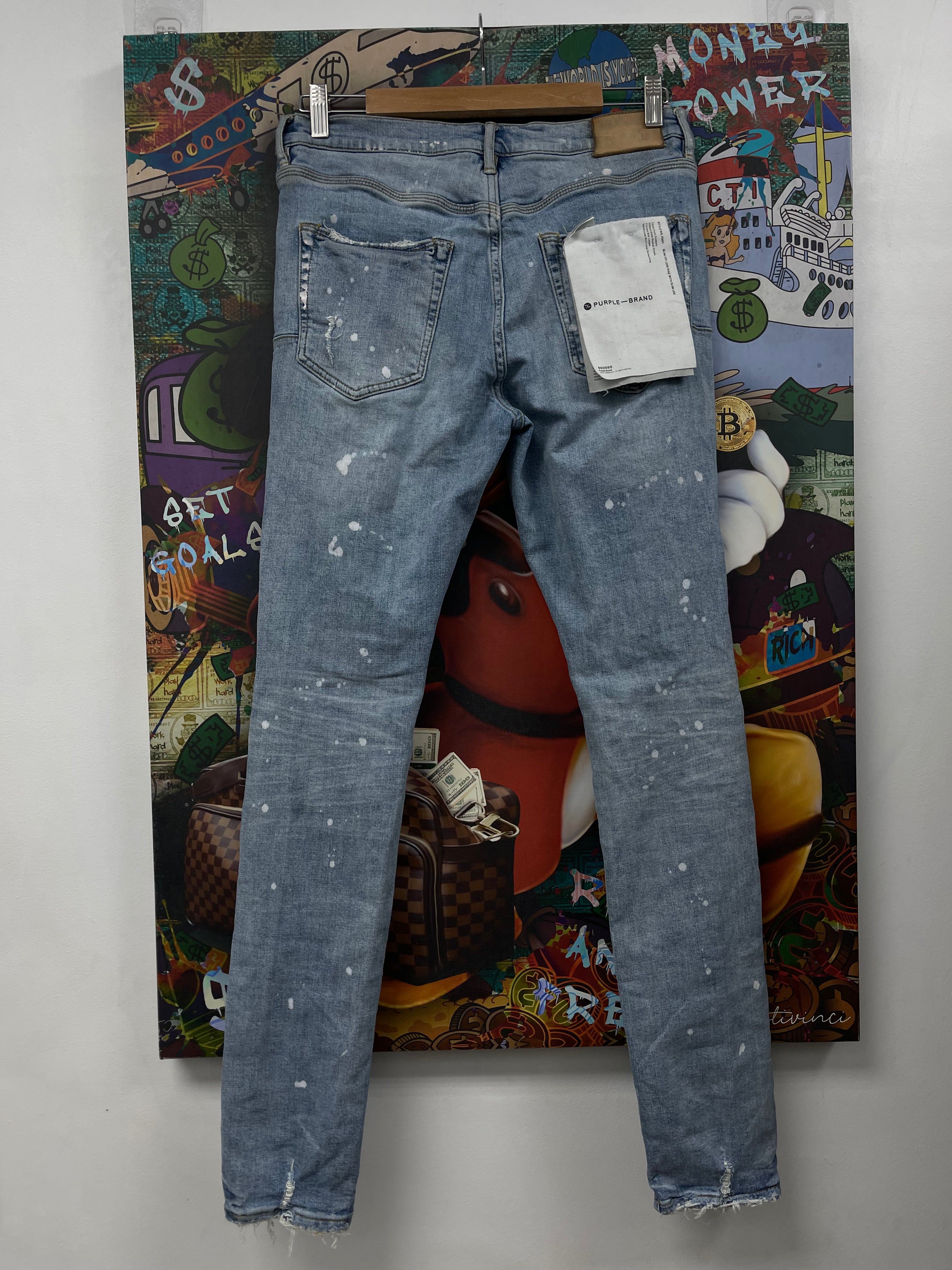 Purple Brand Light Wash White Splatter Jeans