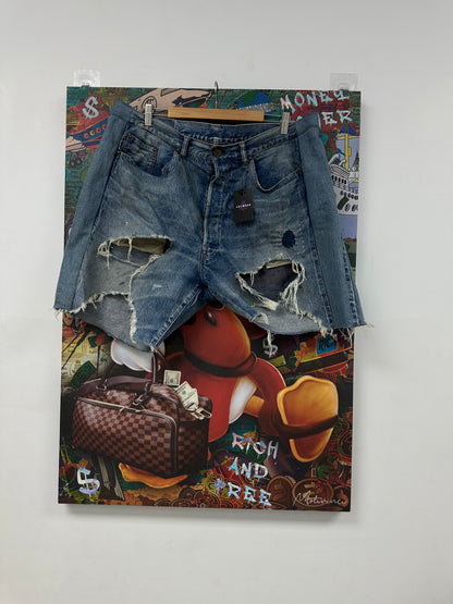 Saint Mxxxxxx Distressed Denim Shorts Used XL