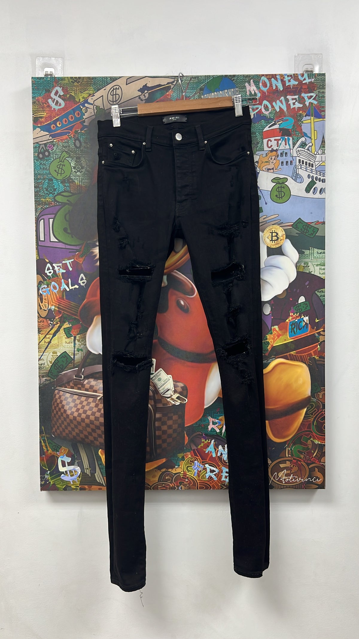 Amiri Black Ripped Thrasher Jeans