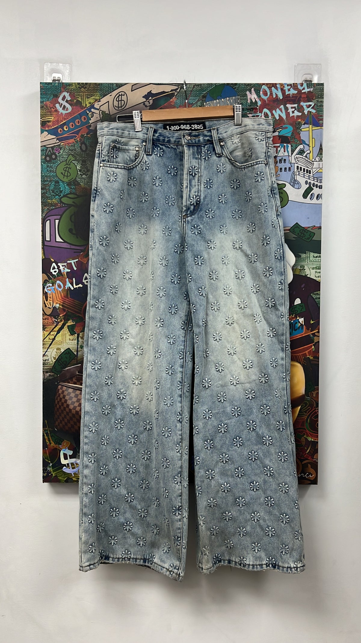 LOST SHDWS Light Wash Embossed Jeans