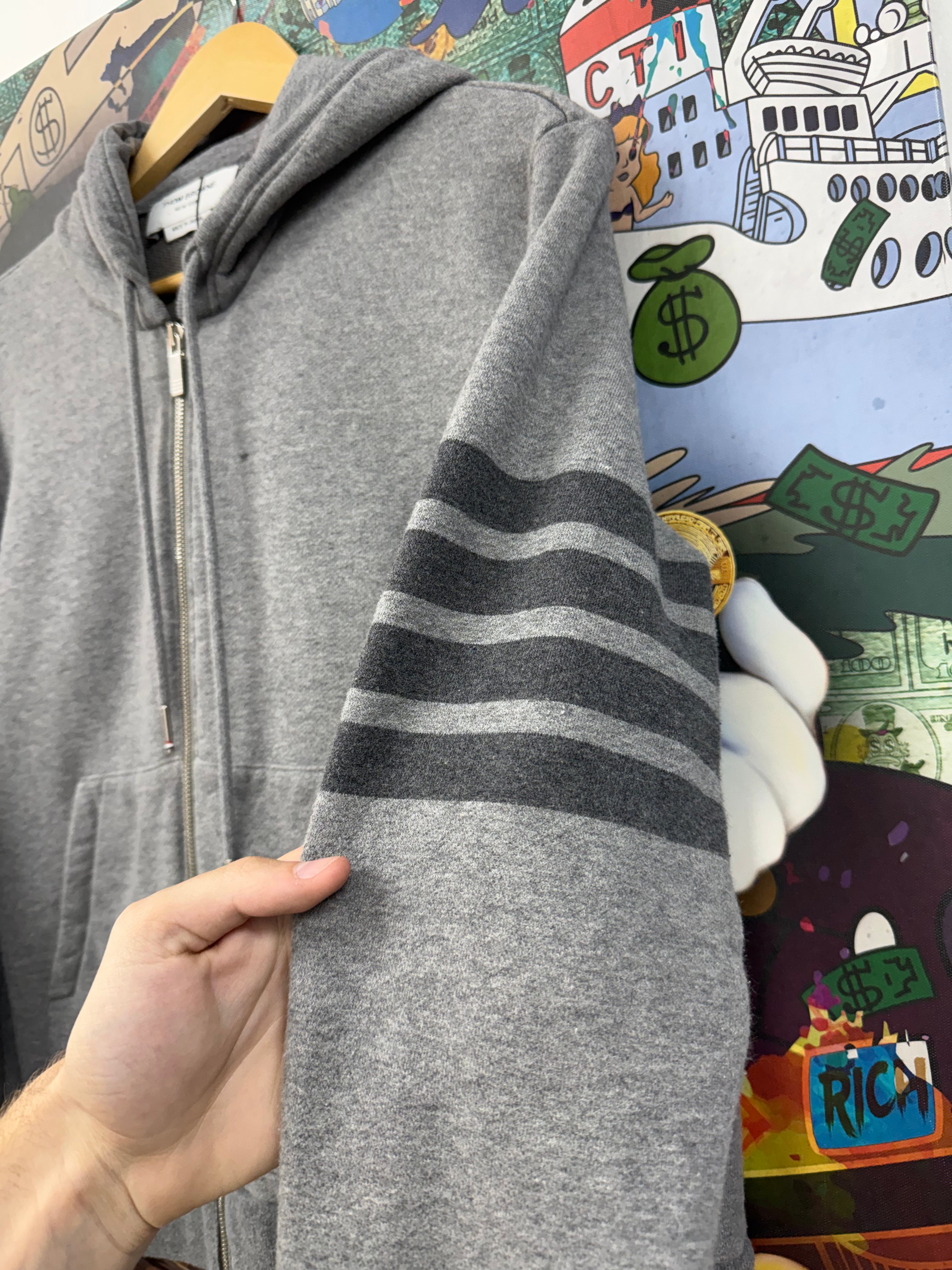 Thom Browne Grey Tonal 4 Bar Zip Up
