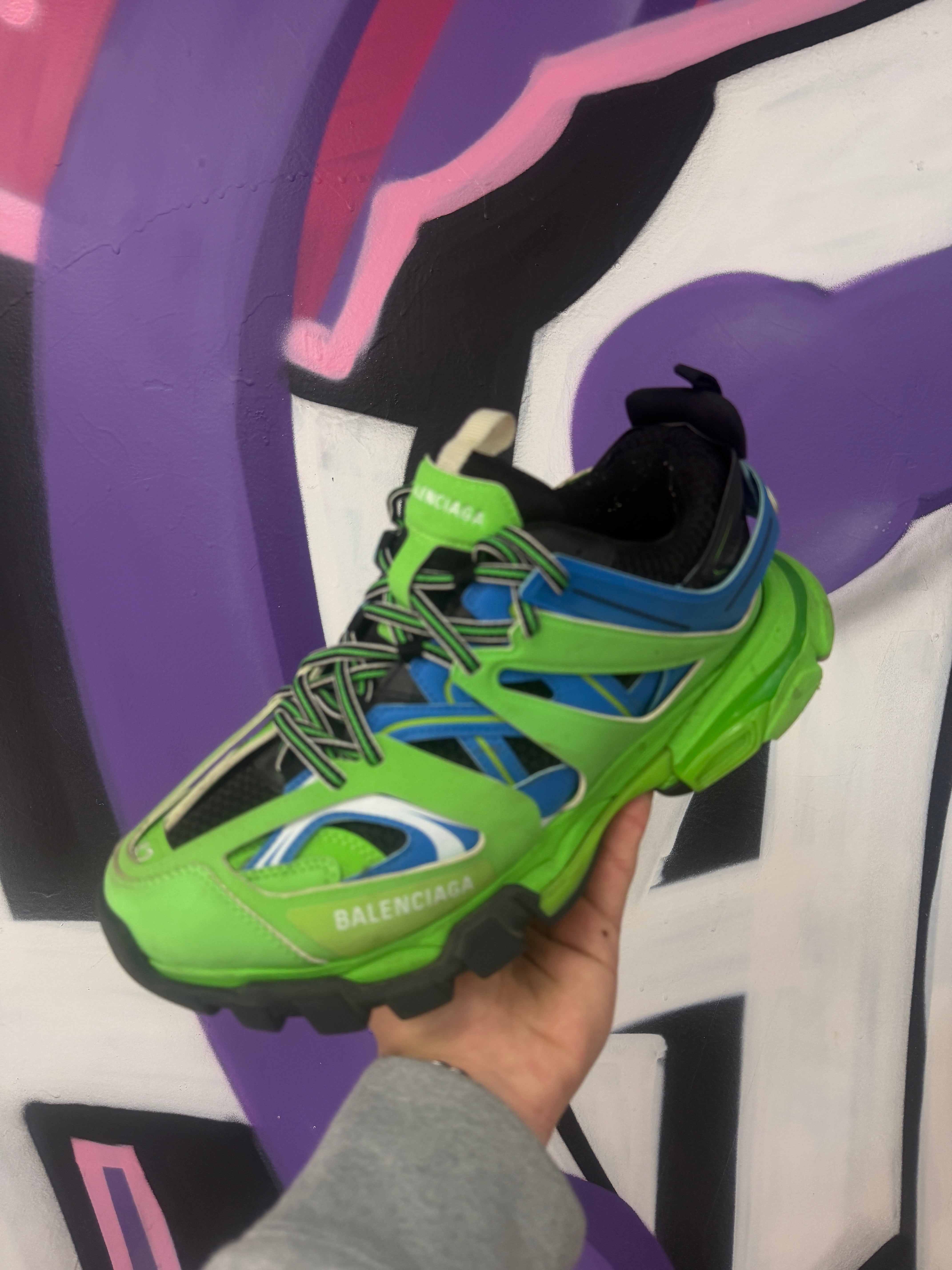 Balenciaga Blue Neon Track Sneakers