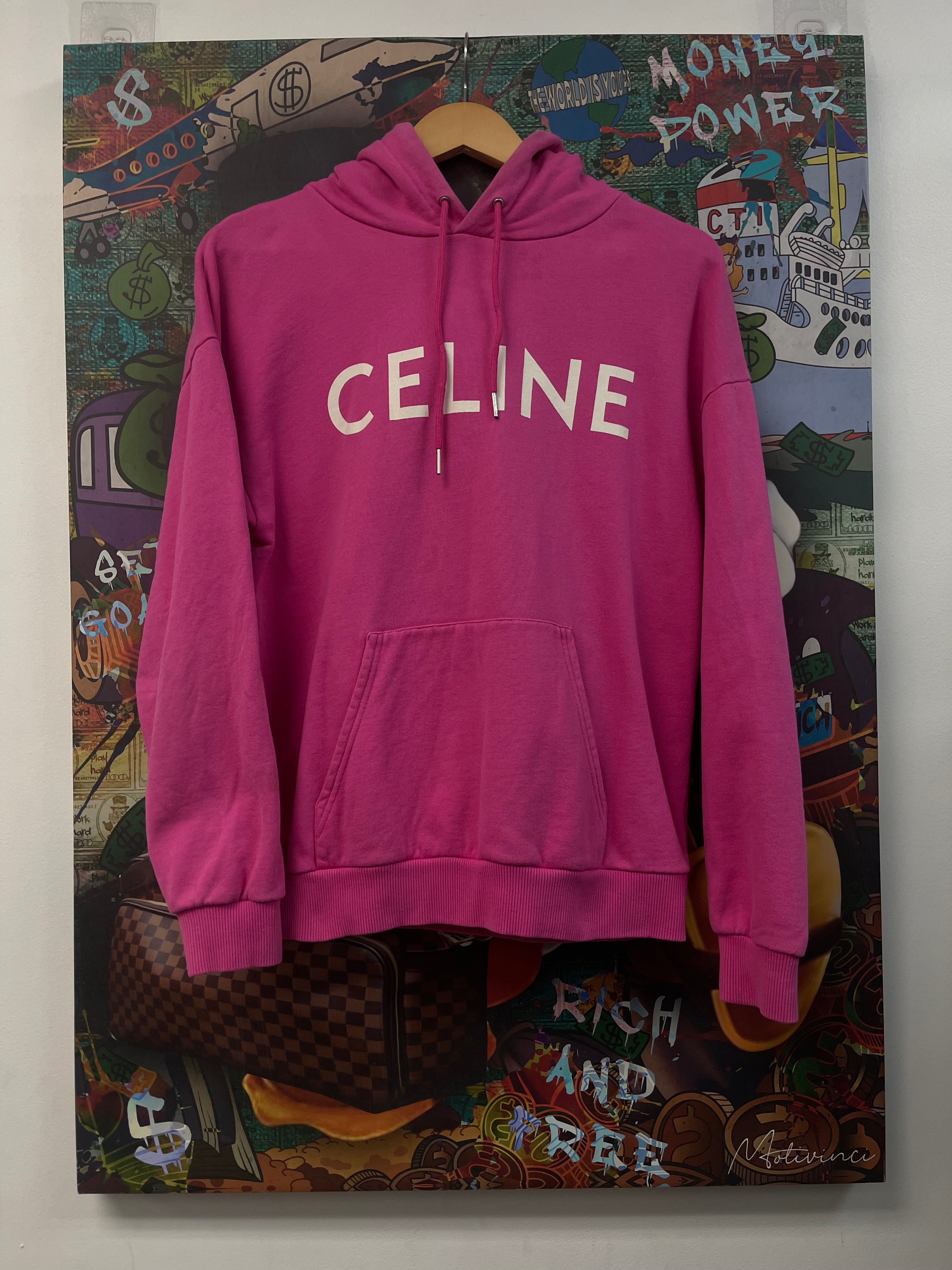 Celine Pink White Spellout Hoodie