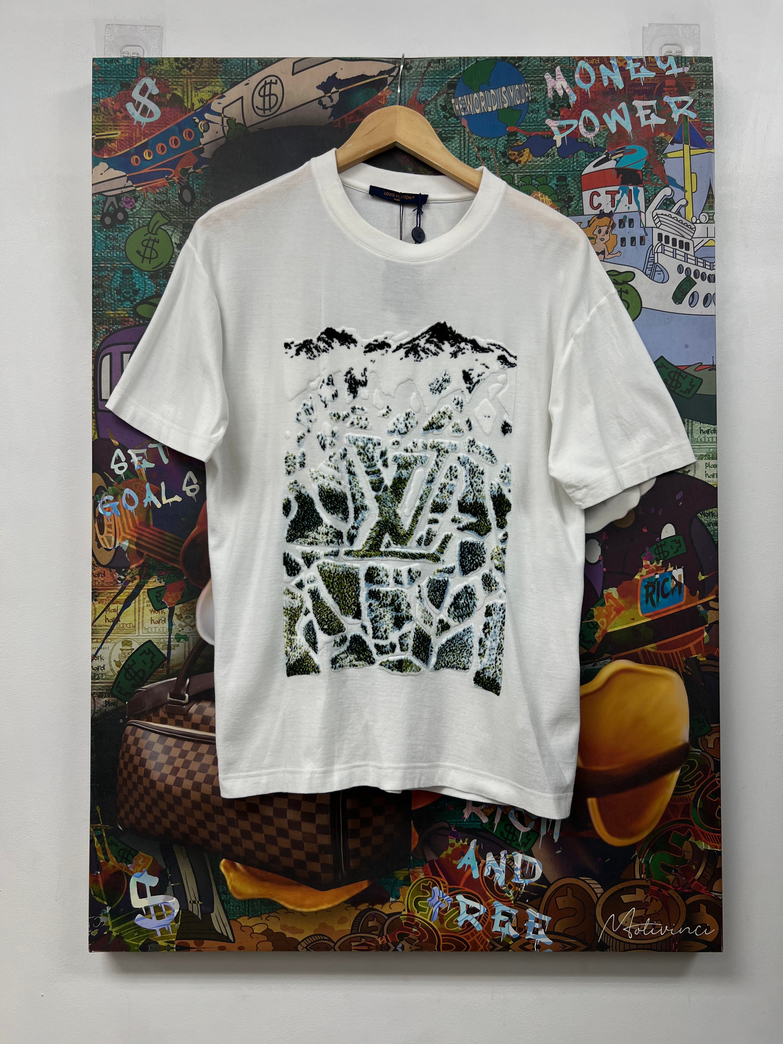 Louis Vuitton White Velvet Jacquard Moutain Tee