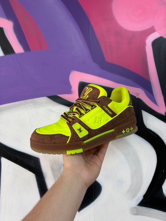 Louis Vuitton Brown Lime Trainer Sneakers
