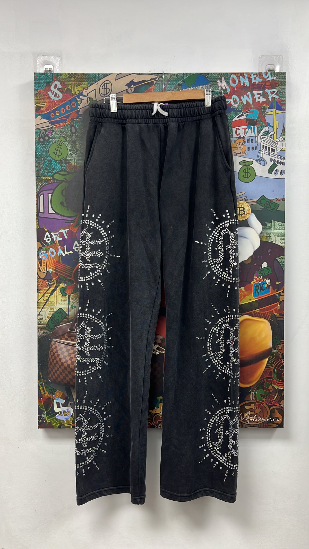 Mixed Emotion Grey Eclipse Rhinestone Sweats