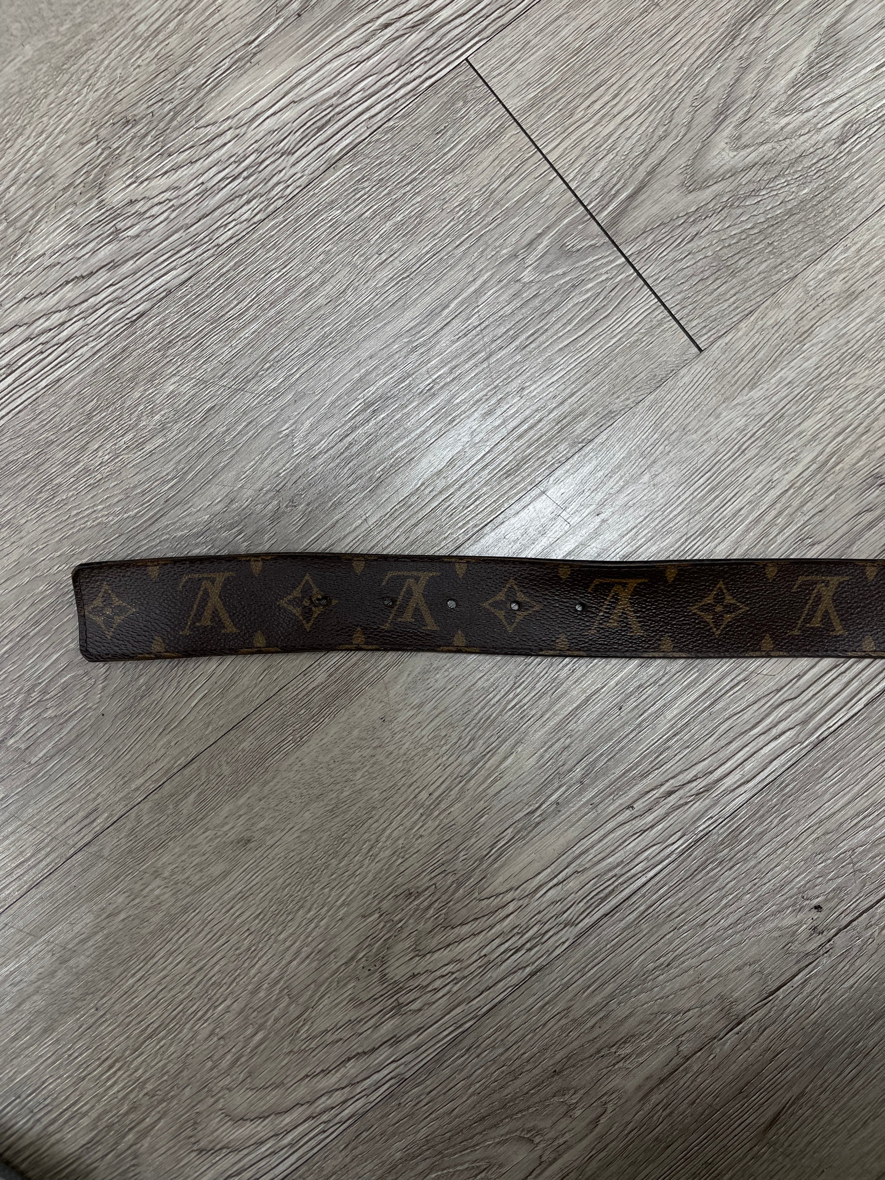 Louis Vuitton Brown Monogram Gold Buckle Belt